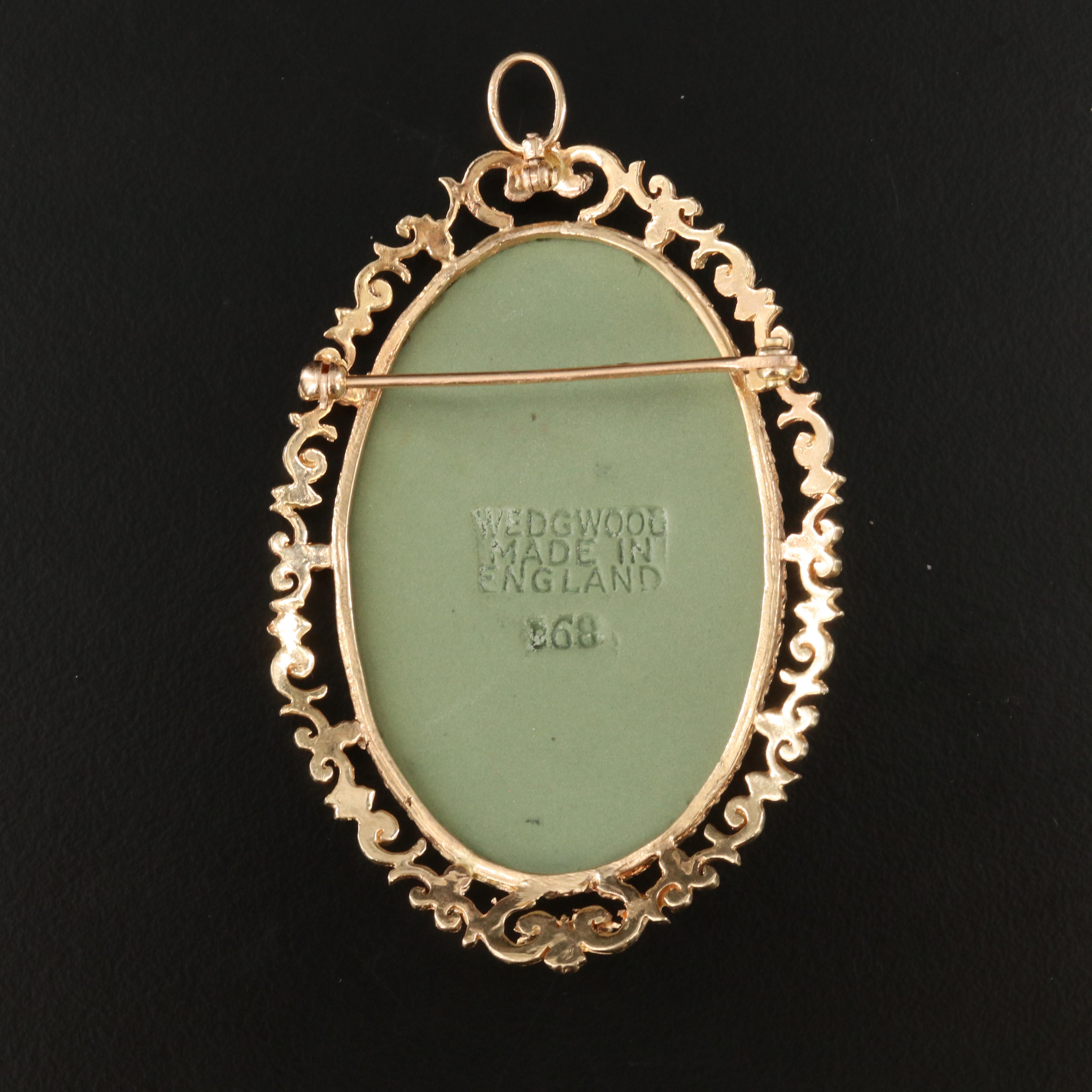 Wedgwood 14K Jasperware Greco-Roman Themed Converter Brooch