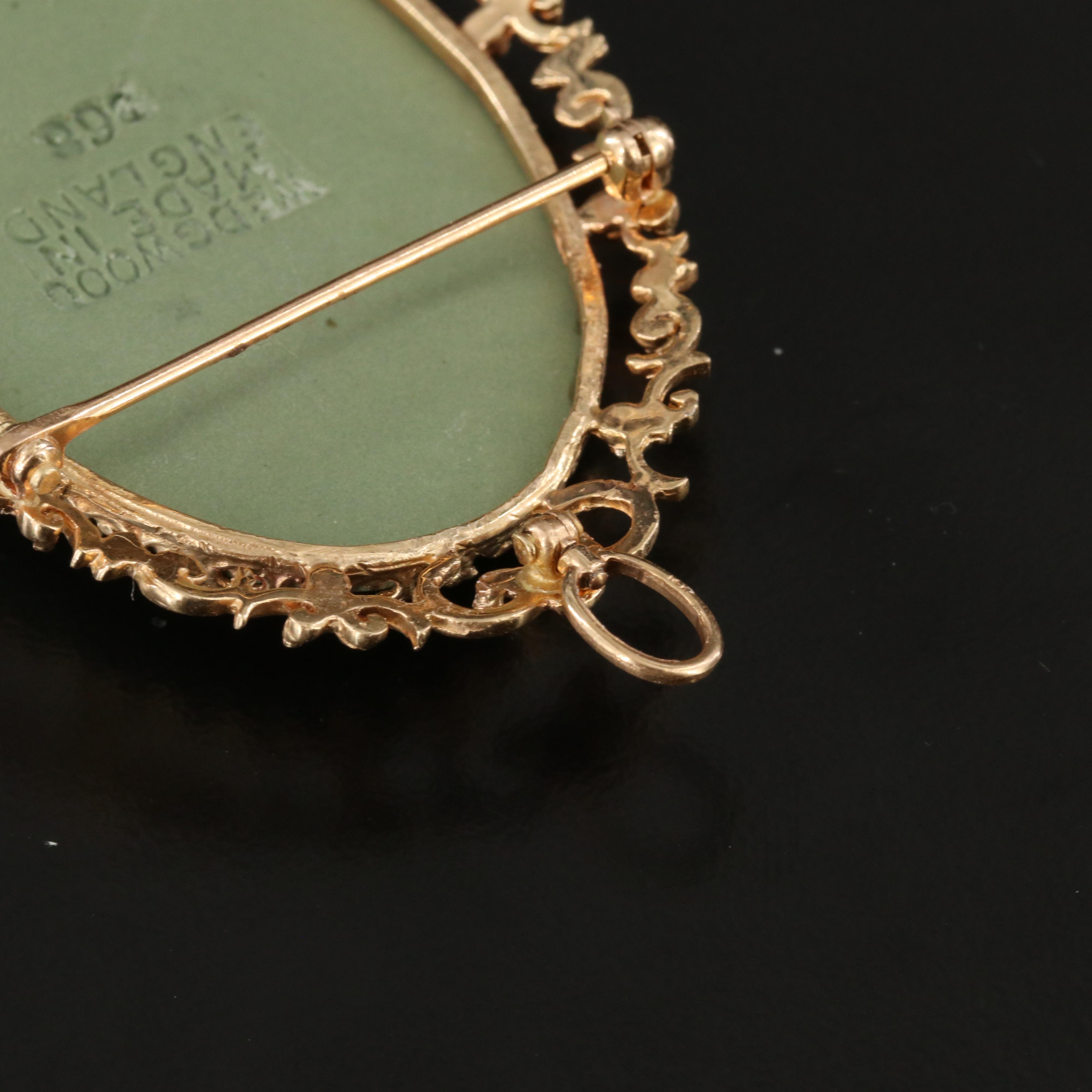 Wedgwood 14K Jasperware Greco-Roman Themed Converter Brooch