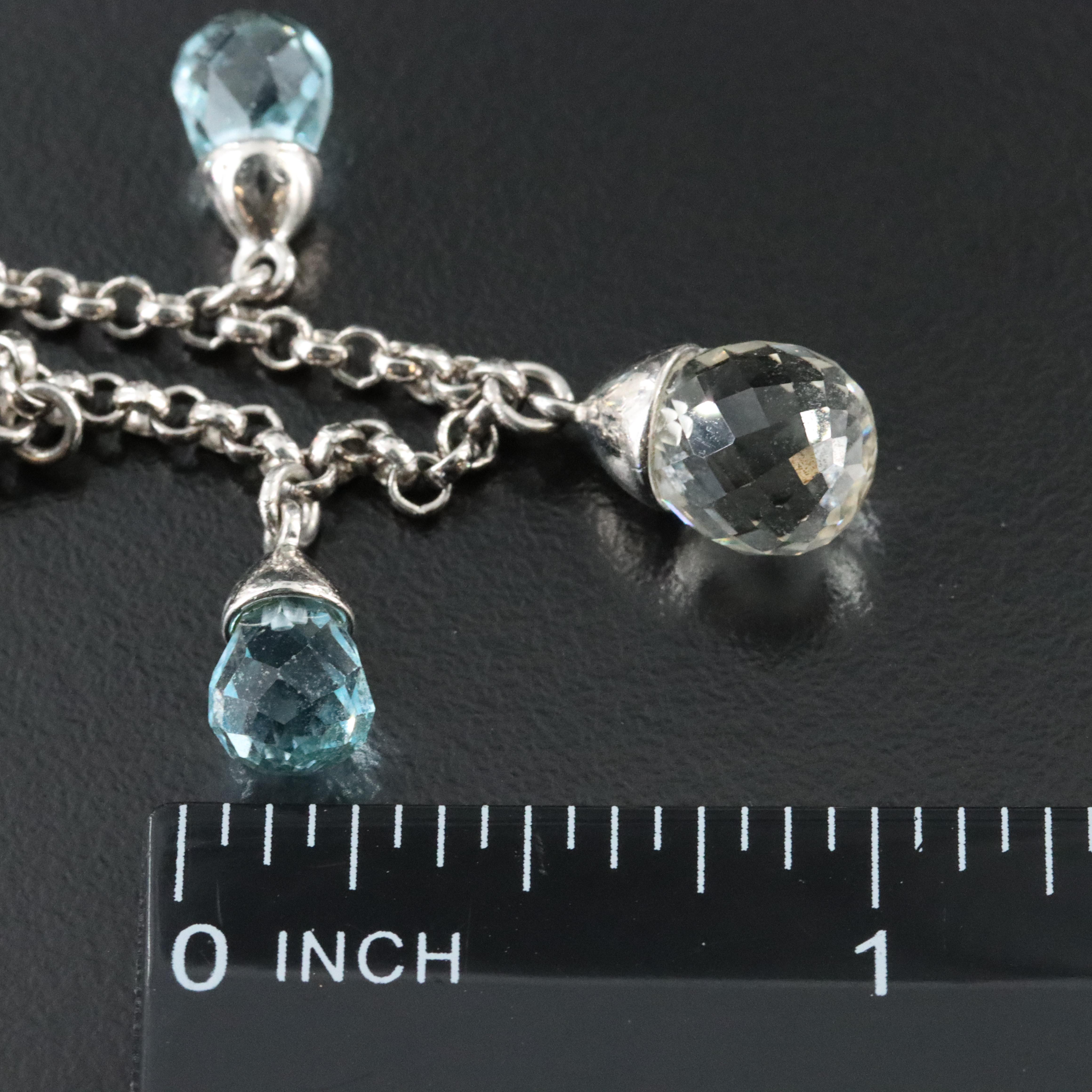 Sterling Sky Blue and White Topaz Charm Necklace