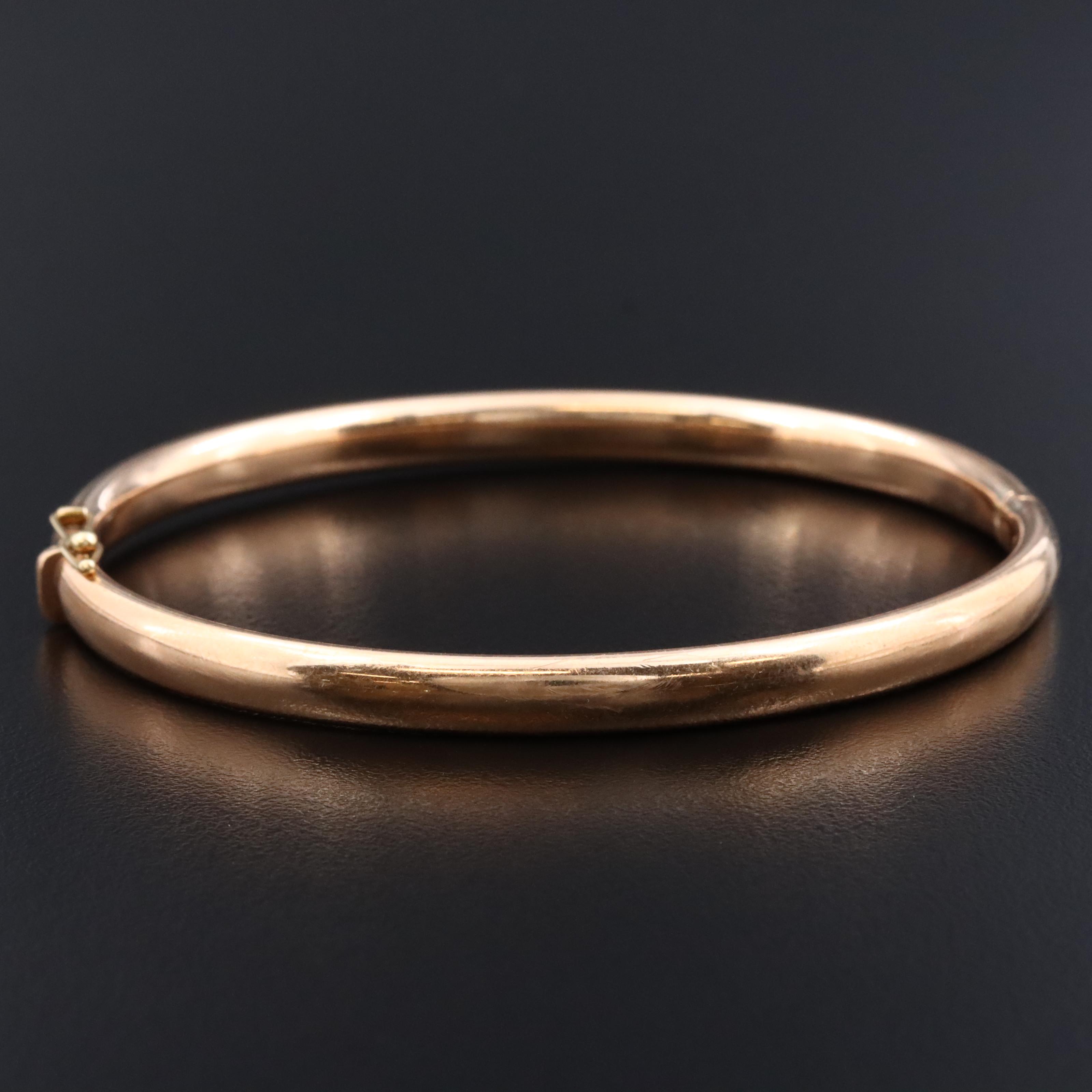 Italian 14K Rose Gold Hinged Bracelet
