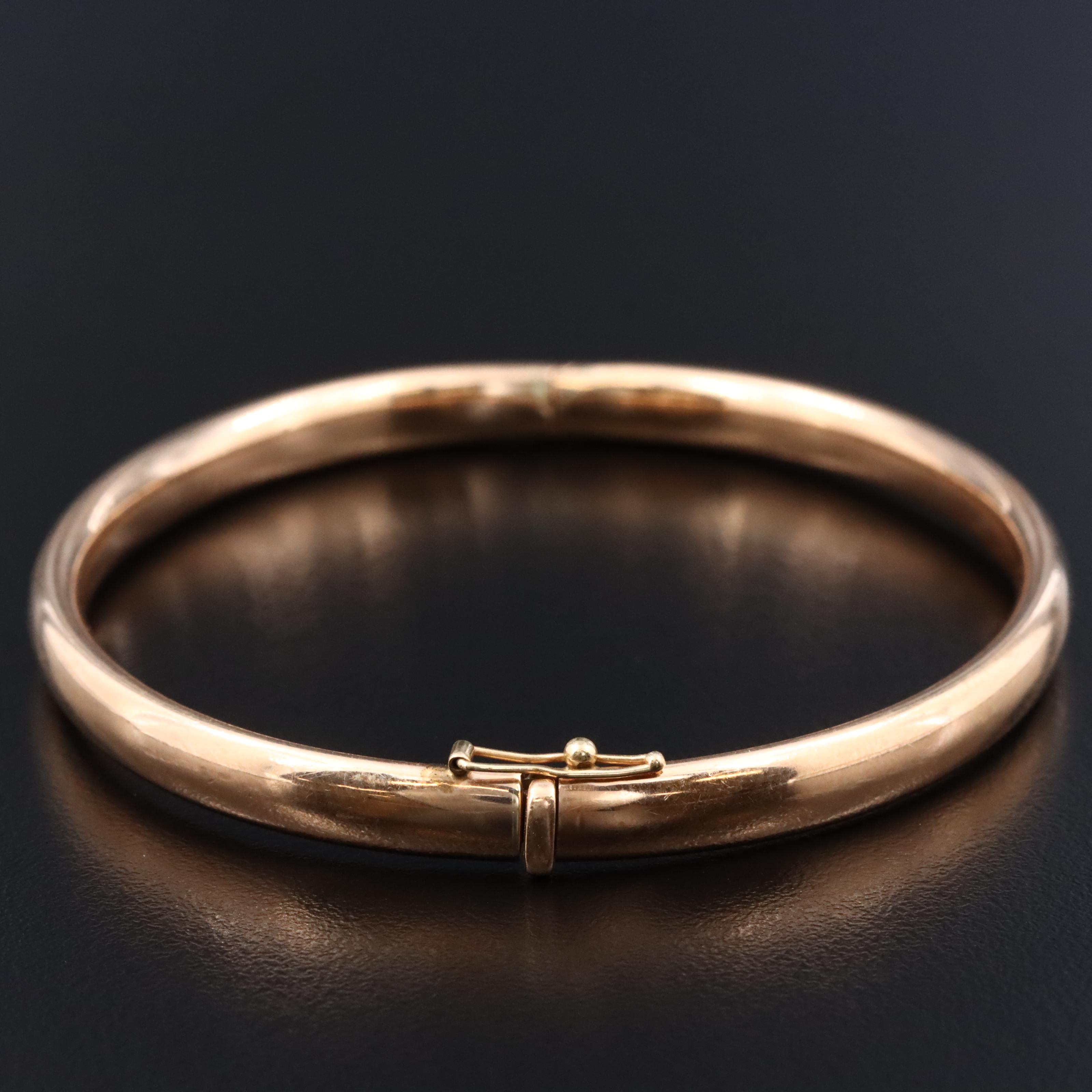 Italian 14K Rose Gold Hinged Bracelet