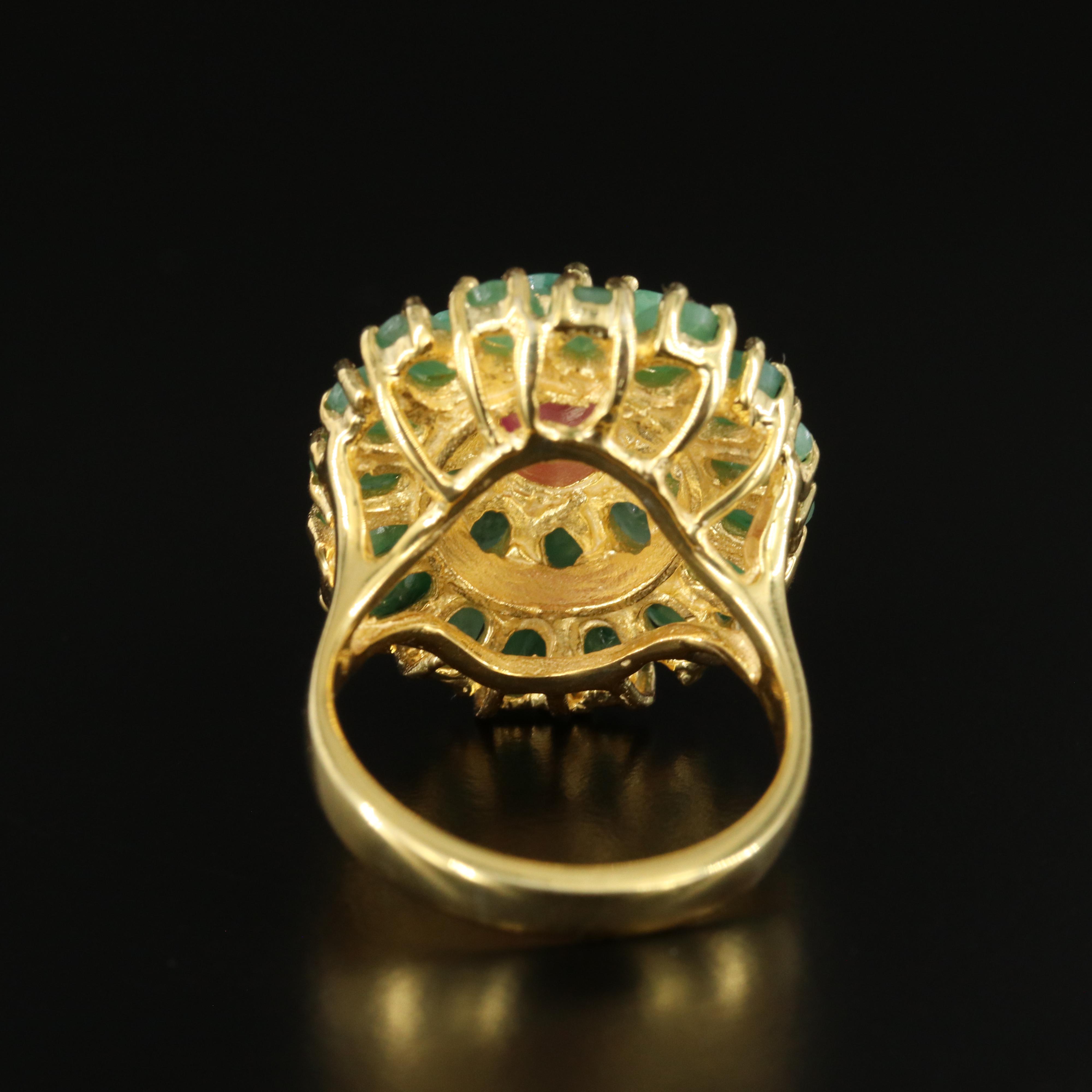 Sterling Emerald and Ruby Dome Ring