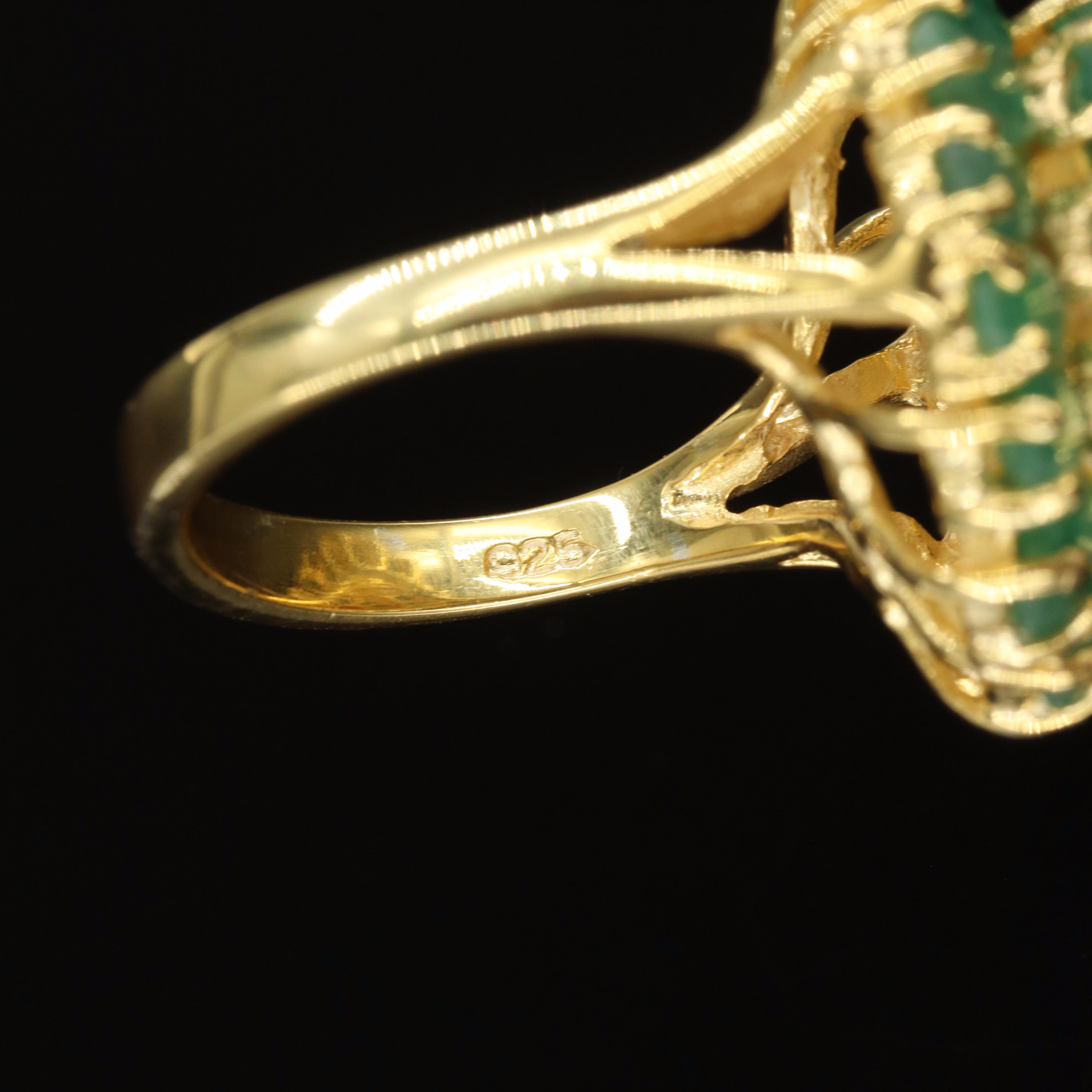 Sterling Emerald and Ruby Dome Ring