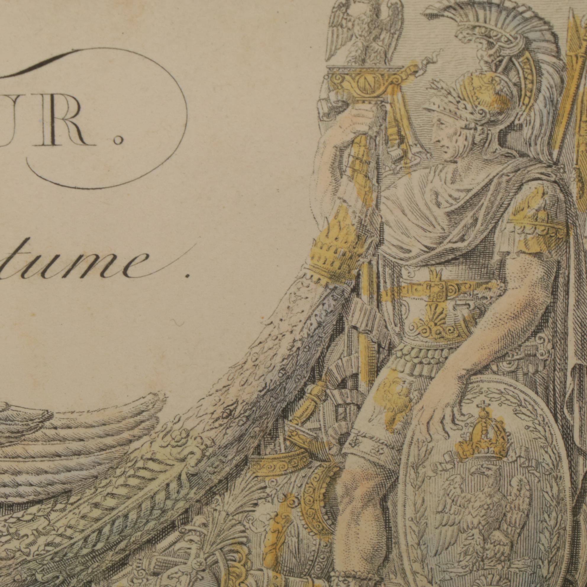 C. Percier and J.B. Isabey "L'Empereur en Grand Costume" Hand Colored Engraving