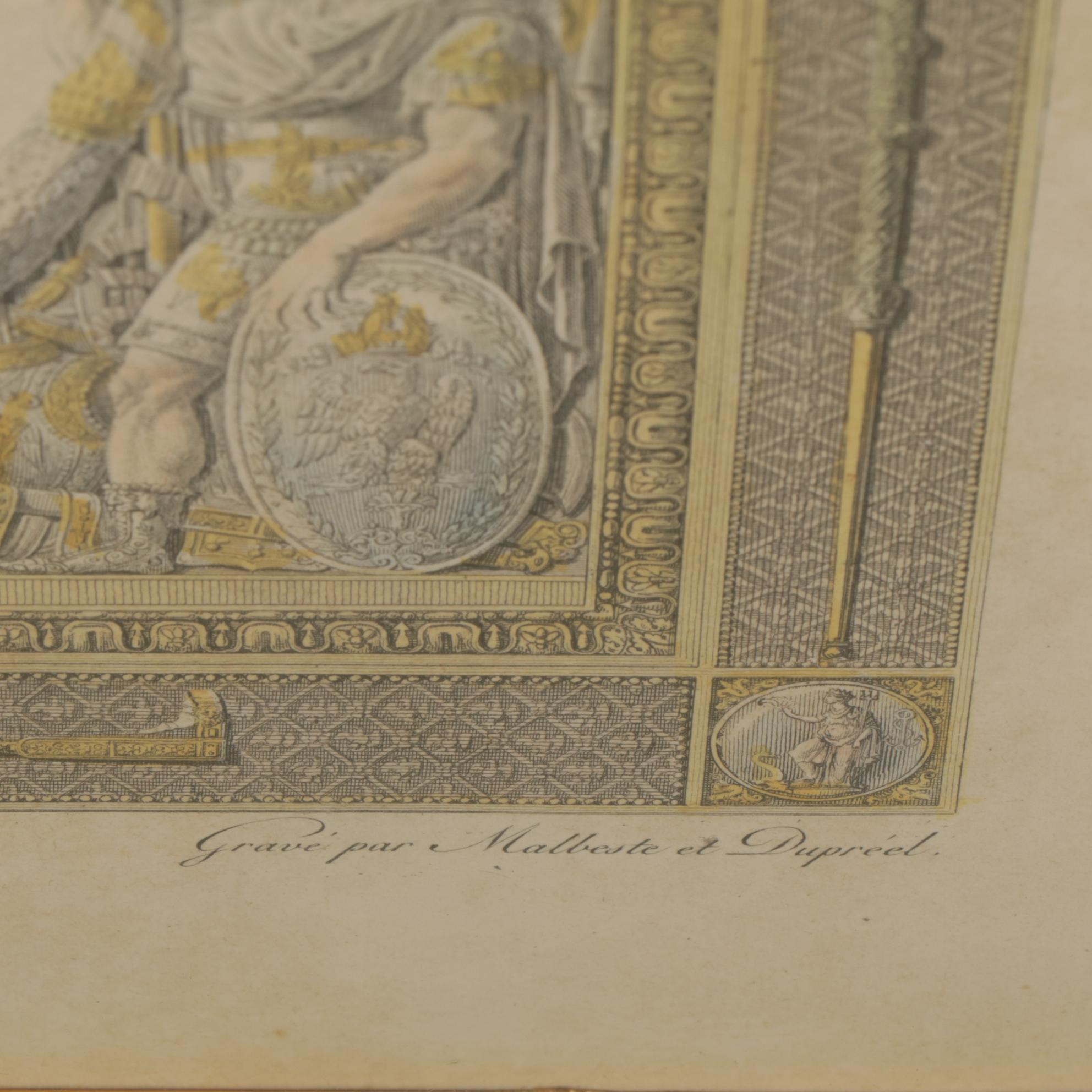 C. Percier and J.B. Isabey "L'Empereur en Grand Costume" Hand Colored Engraving