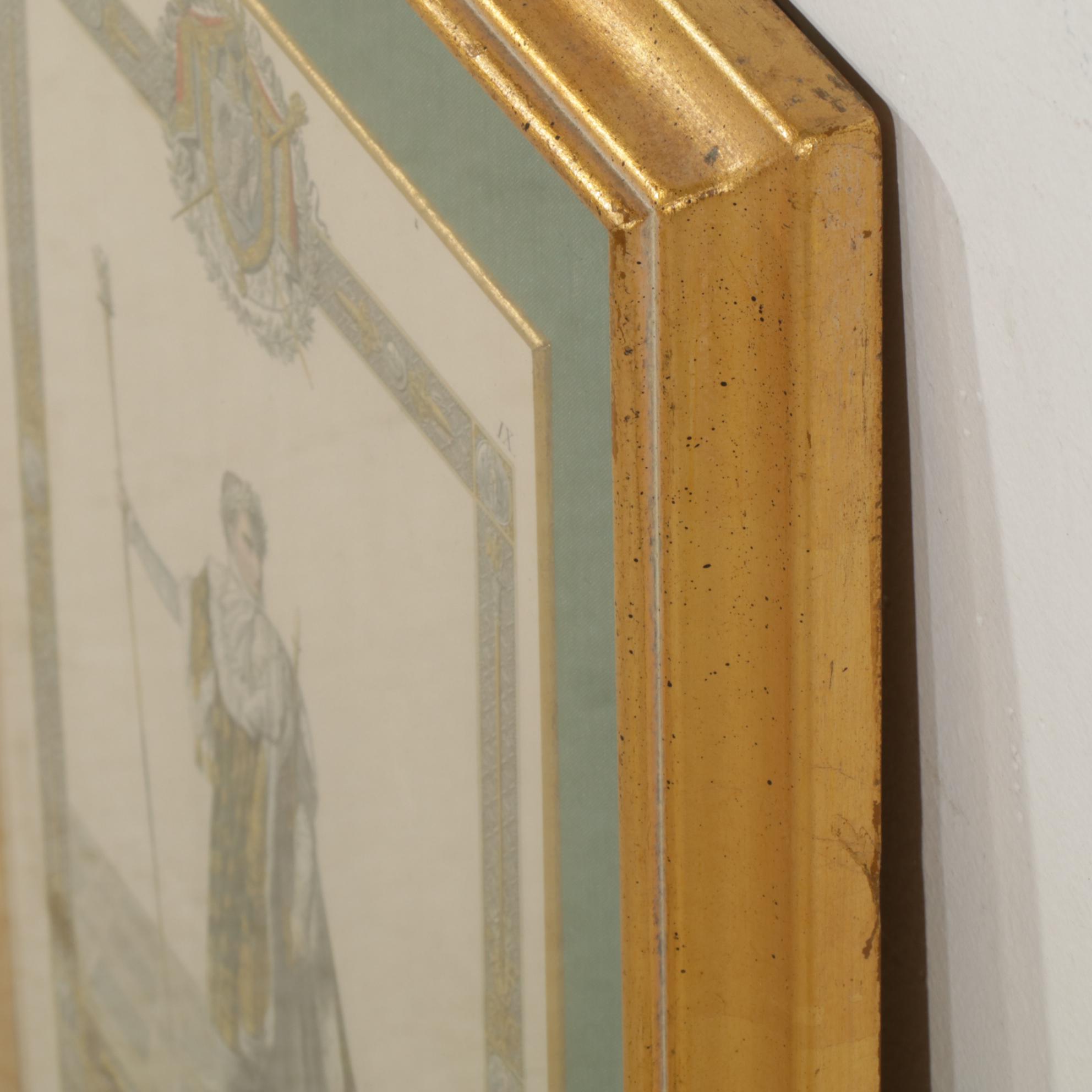 C. Percier and J.B. Isabey "L'Empereur en Grand Costume" Hand Colored Engraving