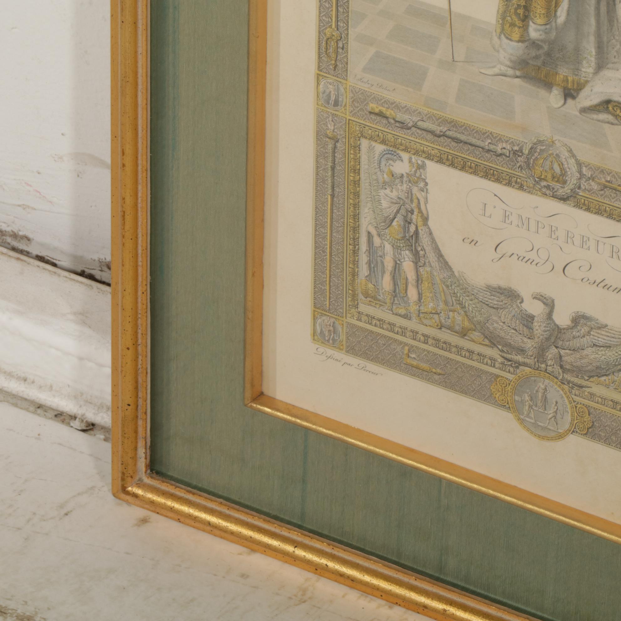 C. Percier and J.B. Isabey "L'Empereur en Grand Costume" Hand Colored Engraving