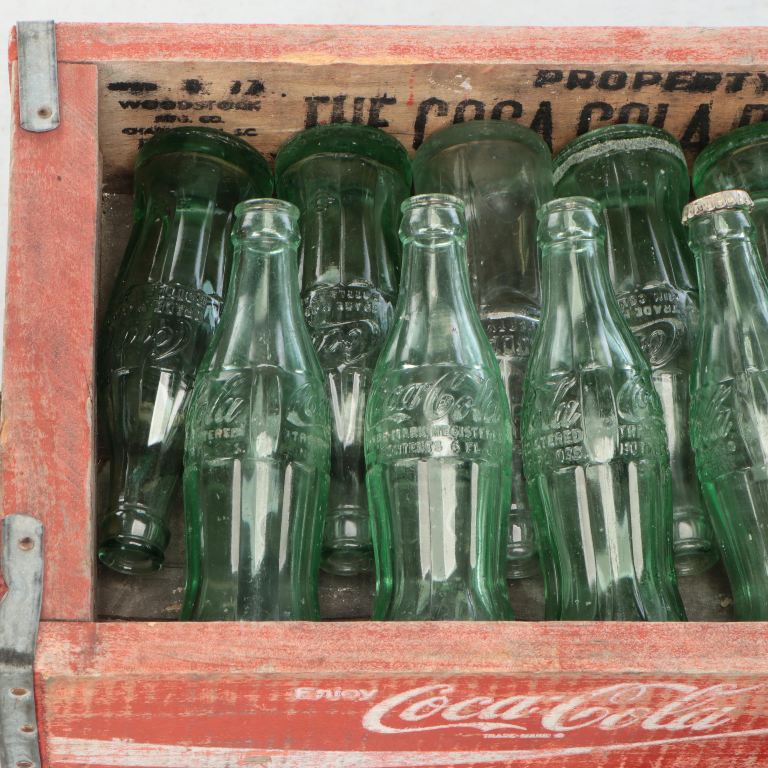 Coca-Cola, Hires, Pepsi-Cola Wooden Crates with Bottles, Mid-20th Century