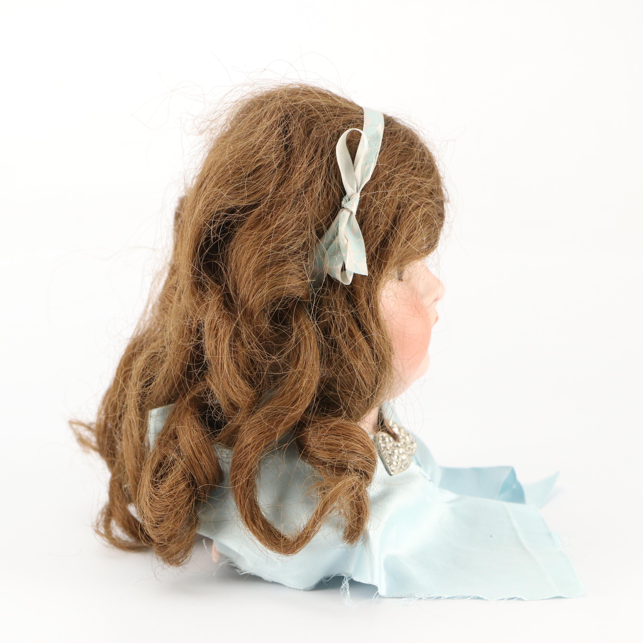 German Bisque Porcelain Sleepy Eyes Doll Head, Early 20th Century