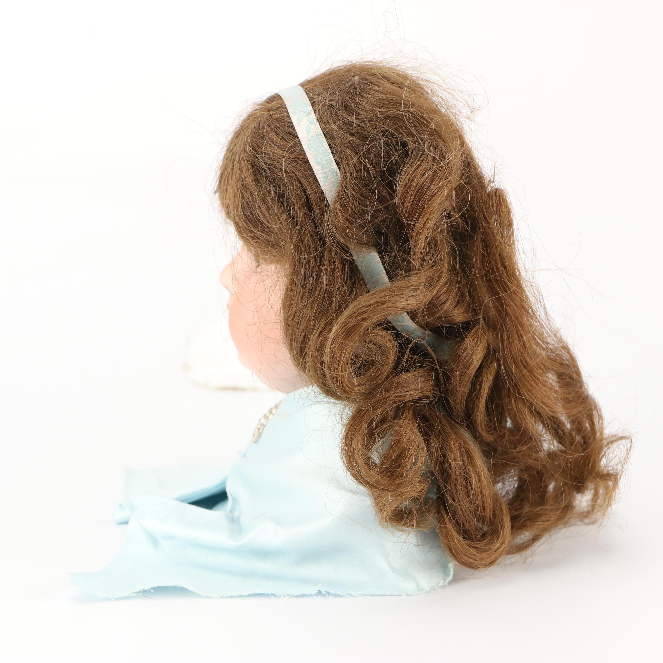 German Bisque Porcelain Sleepy Eyes Doll Head, Early 20th Century