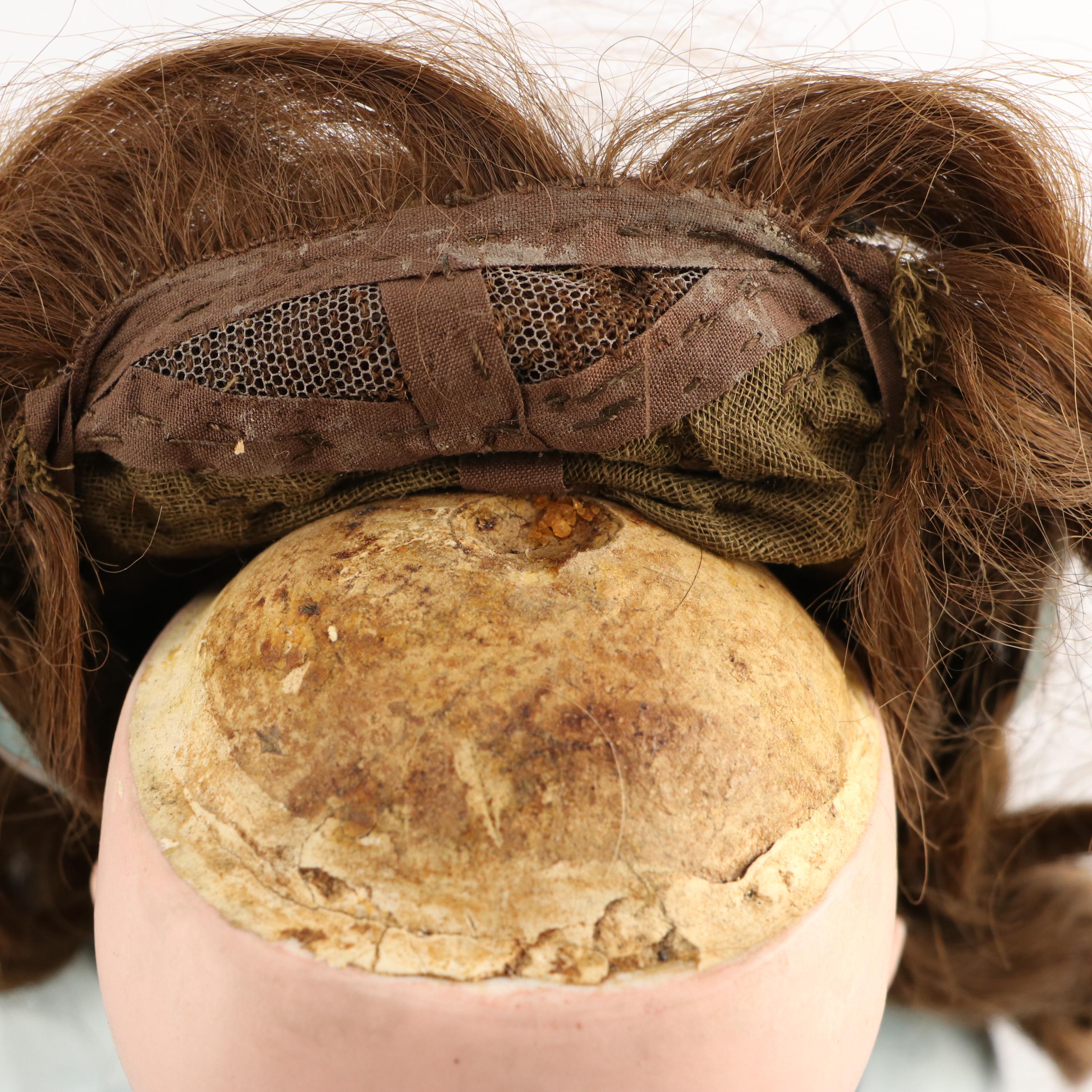 German Bisque Porcelain Sleepy Eyes Doll Head, Early 20th Century