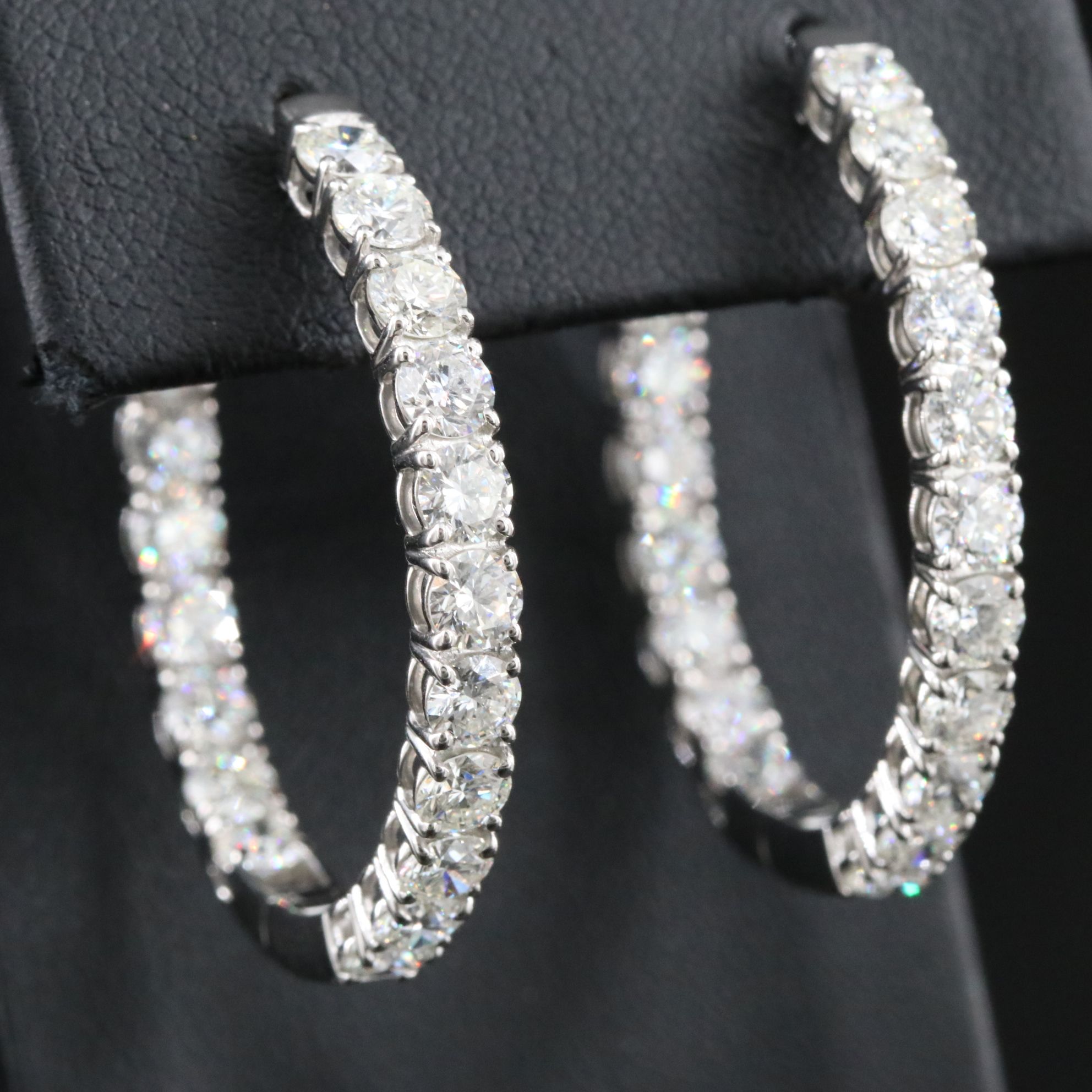 Platinum 6.41 CTW Diamond Inside Out Hoop Earrings