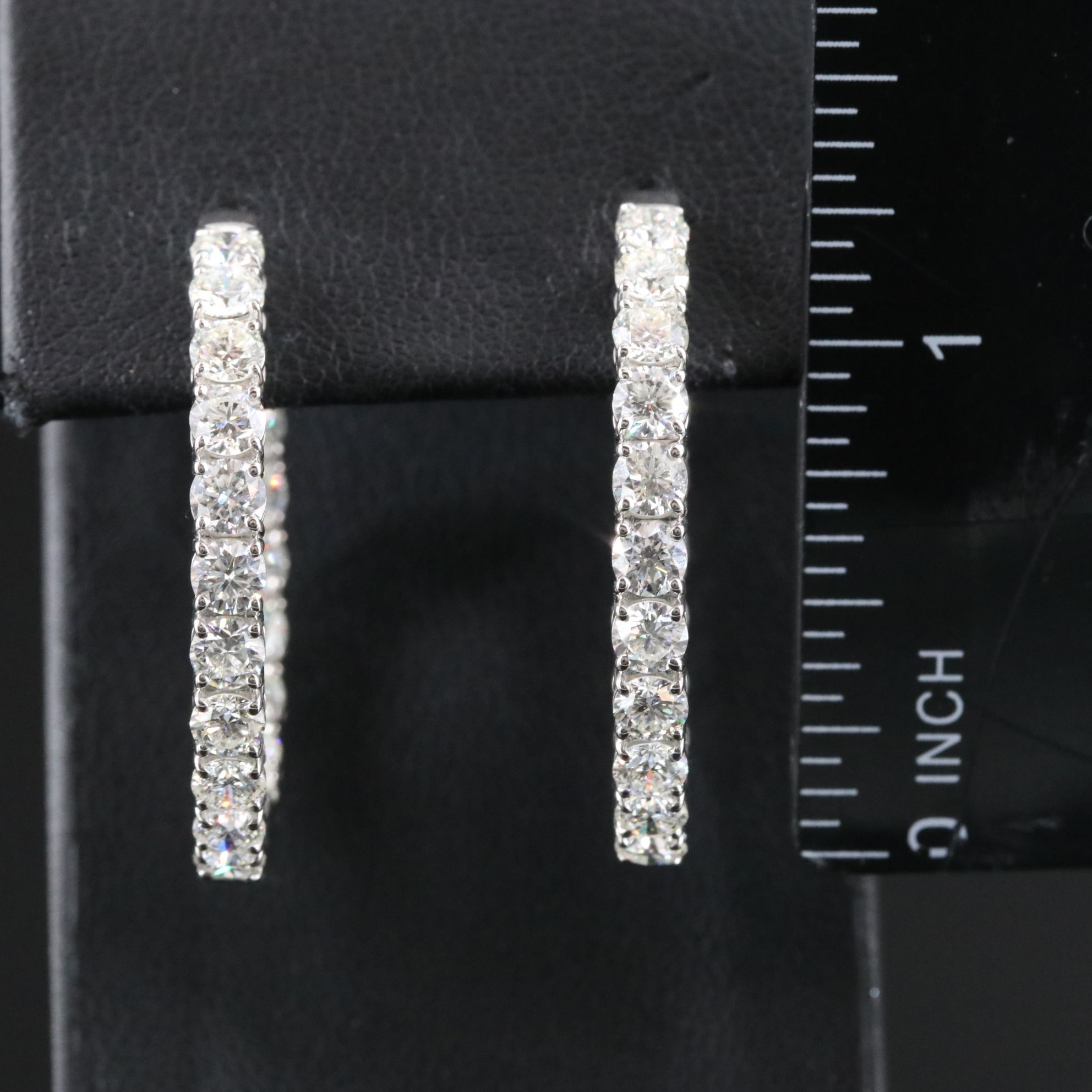 Platinum 6.41 CTW Diamond Inside Out Hoop Earrings