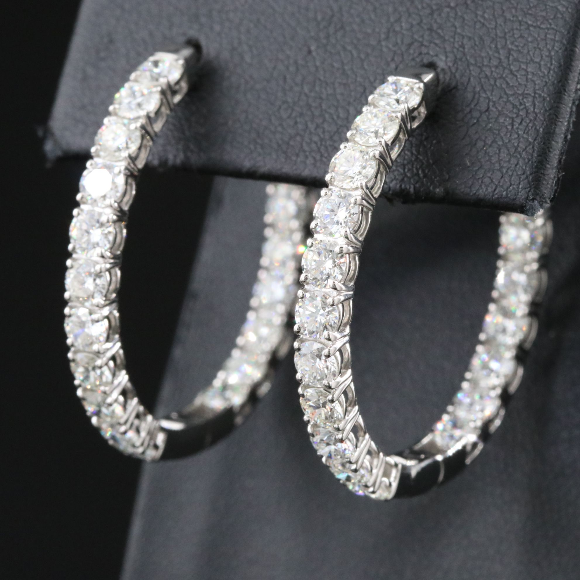 Platinum 6.41 CTW Diamond Inside Out Hoop Earrings