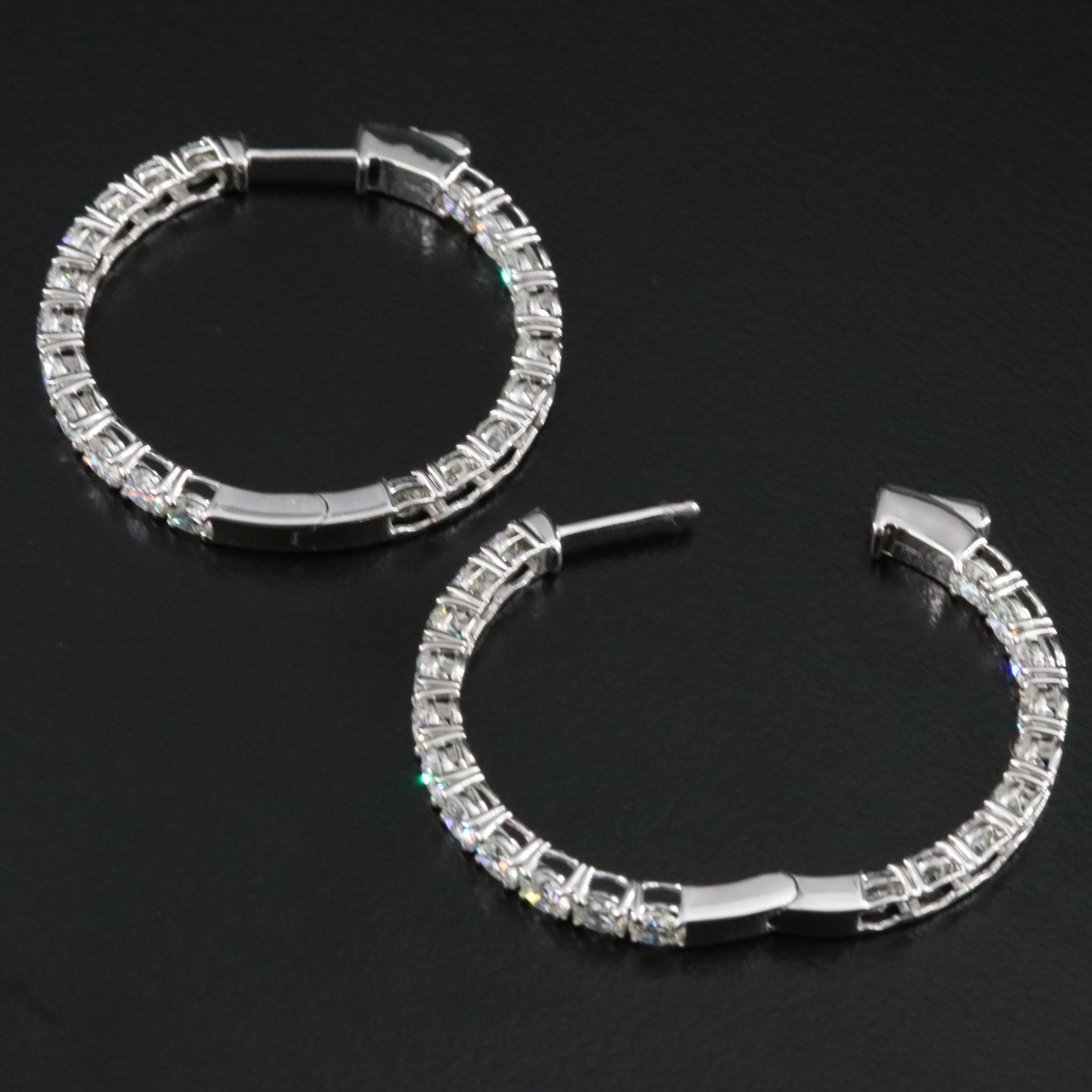 Platinum 6.41 CTW Diamond Inside Out Hoop Earrings
