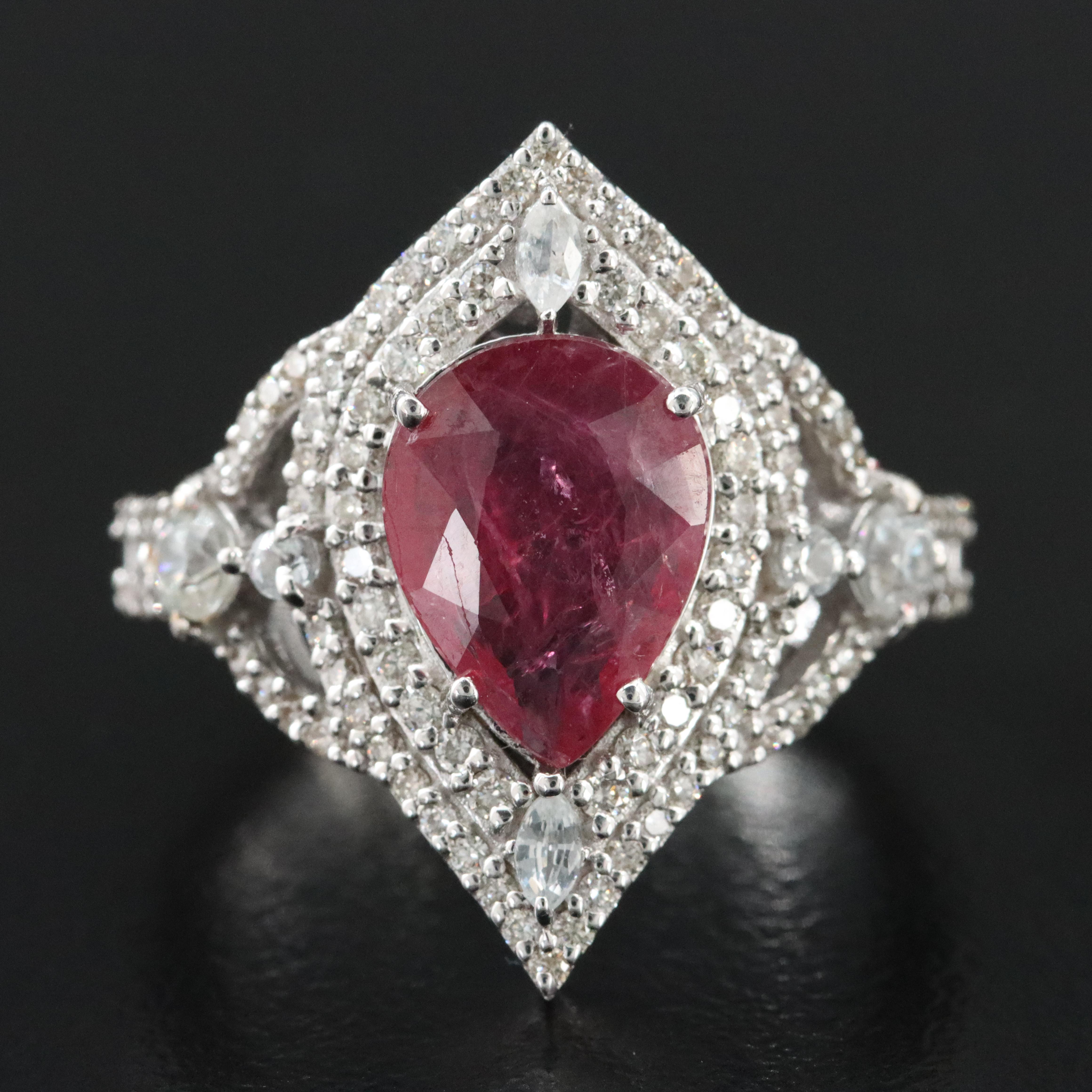 14K 2.13 CT Ruby, Sapphire, and Diamond Ring with IGI Jewelry Report
