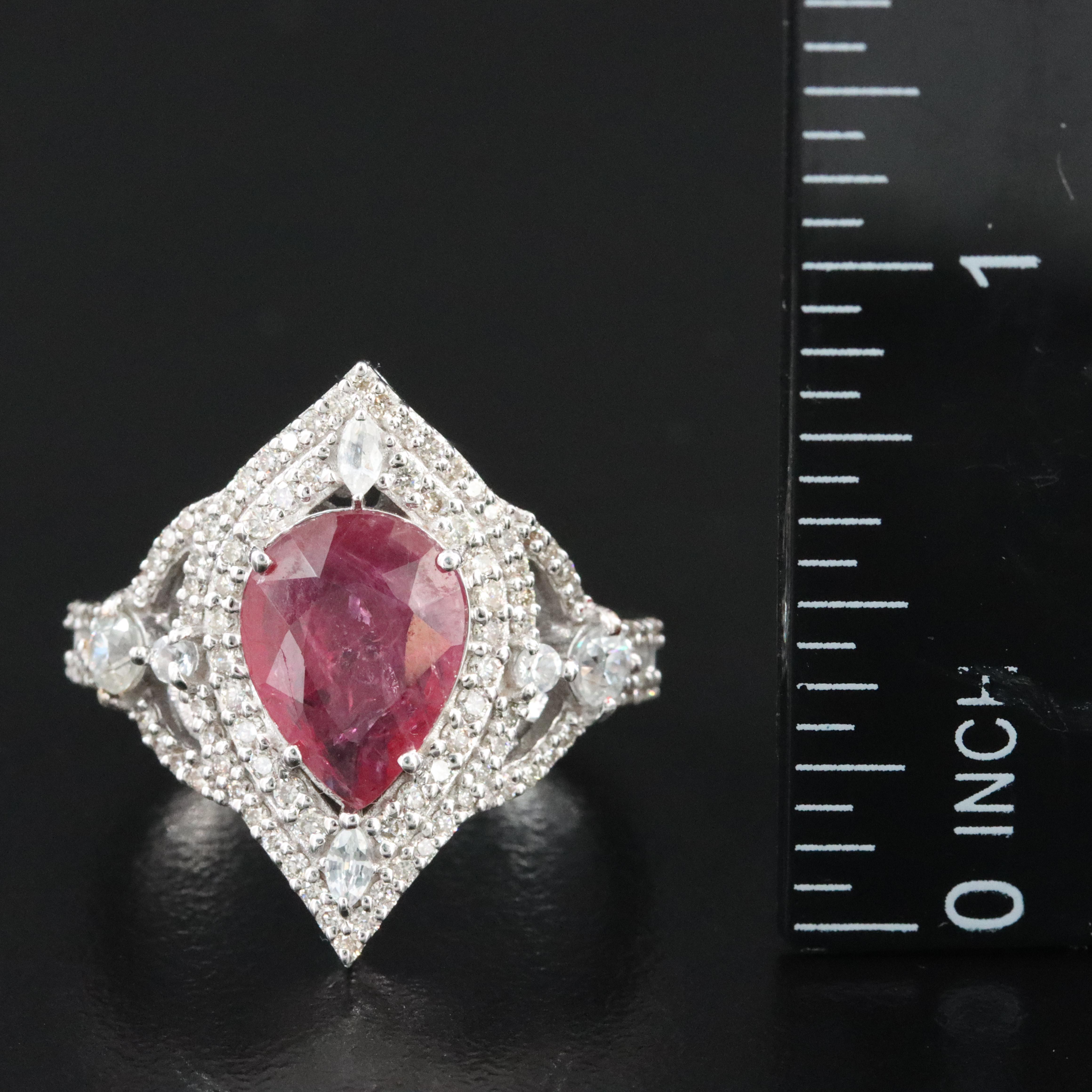 14K 2.13 CT Ruby, Sapphire, and Diamond Ring with IGI Jewelry Report