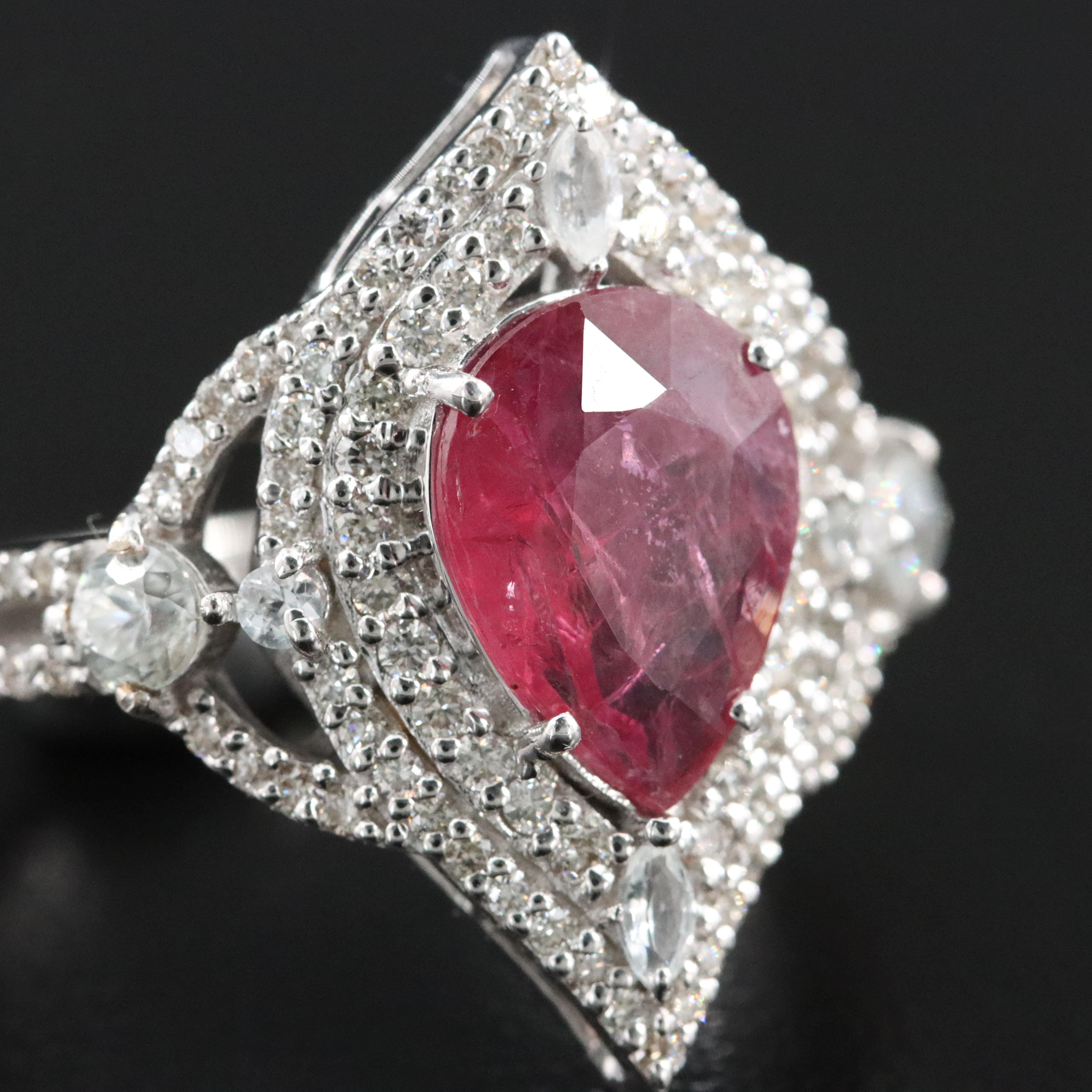 14K 2.13 CT Ruby, Sapphire, and Diamond Ring with IGI Jewelry Report