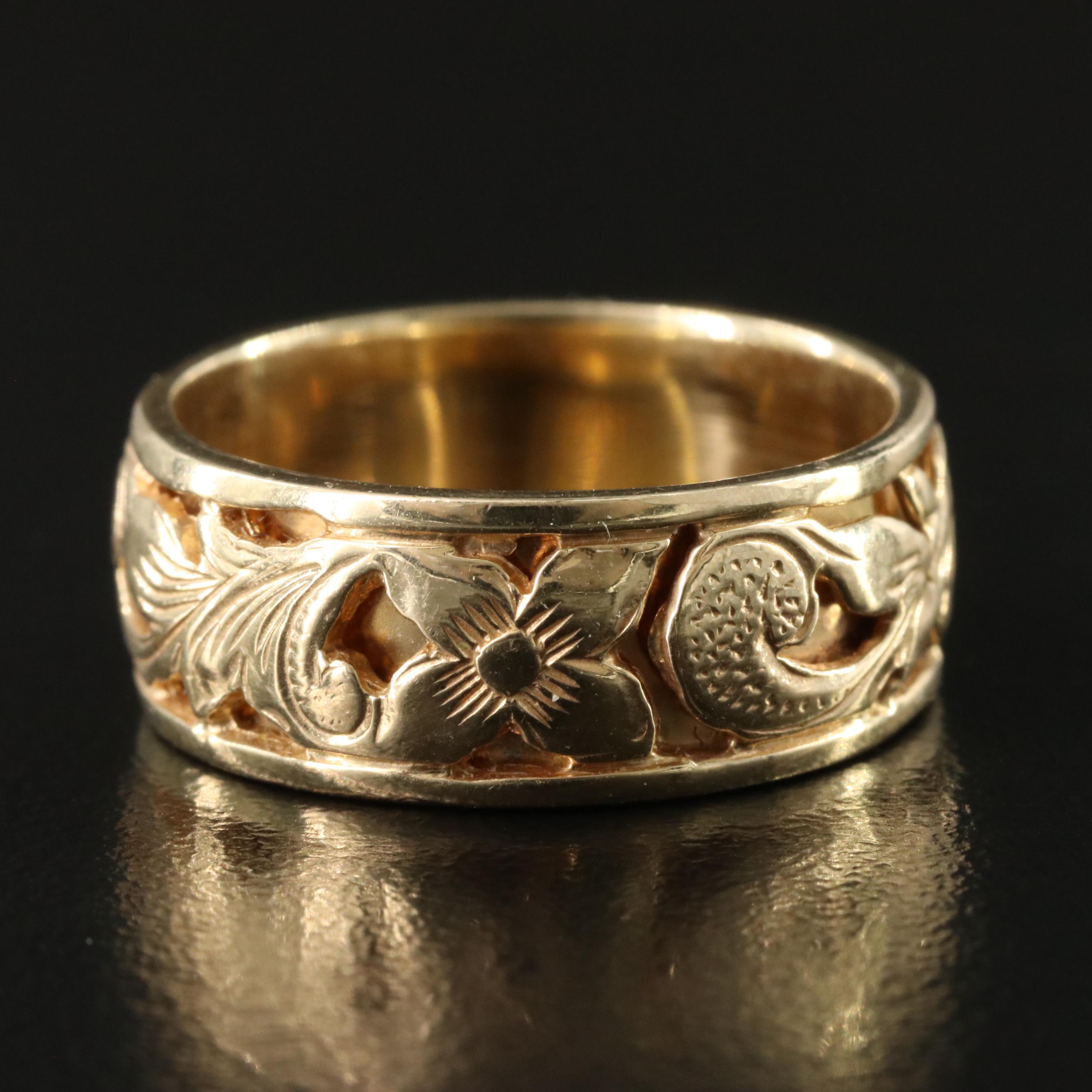 14K Floral Openwork Band