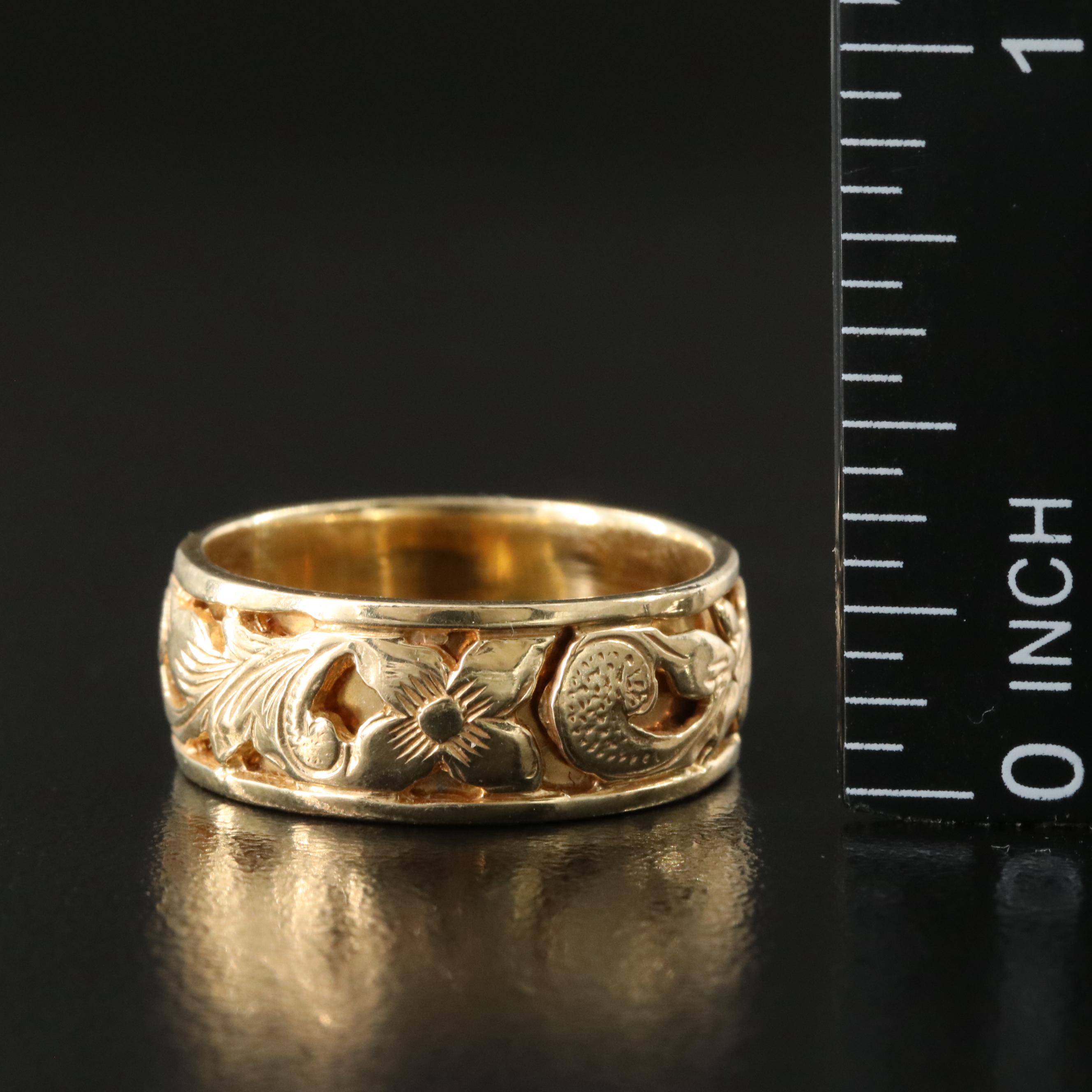 14K Floral Openwork Band