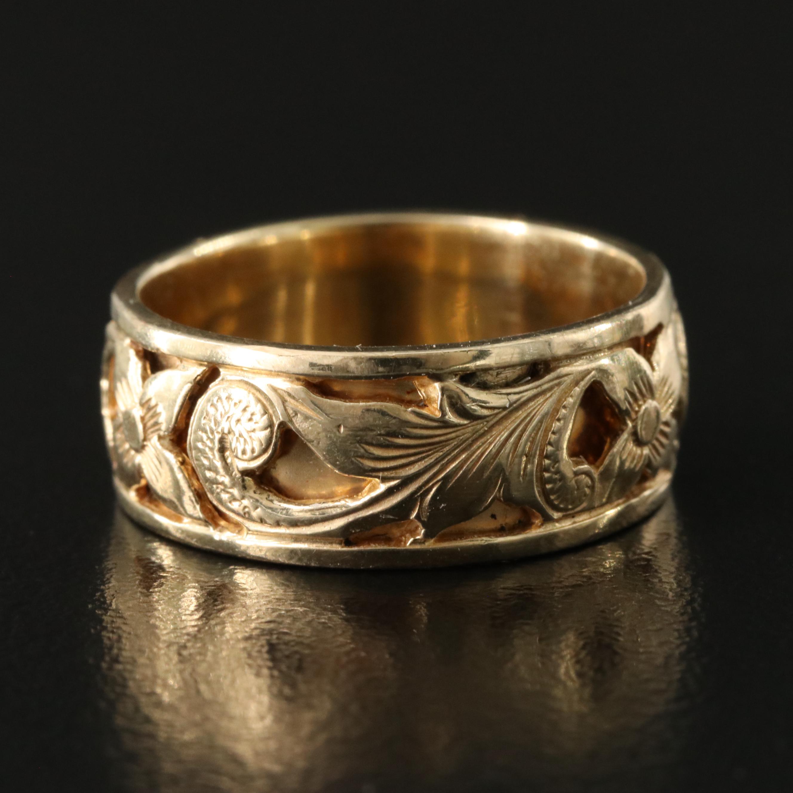 14K Floral Openwork Band