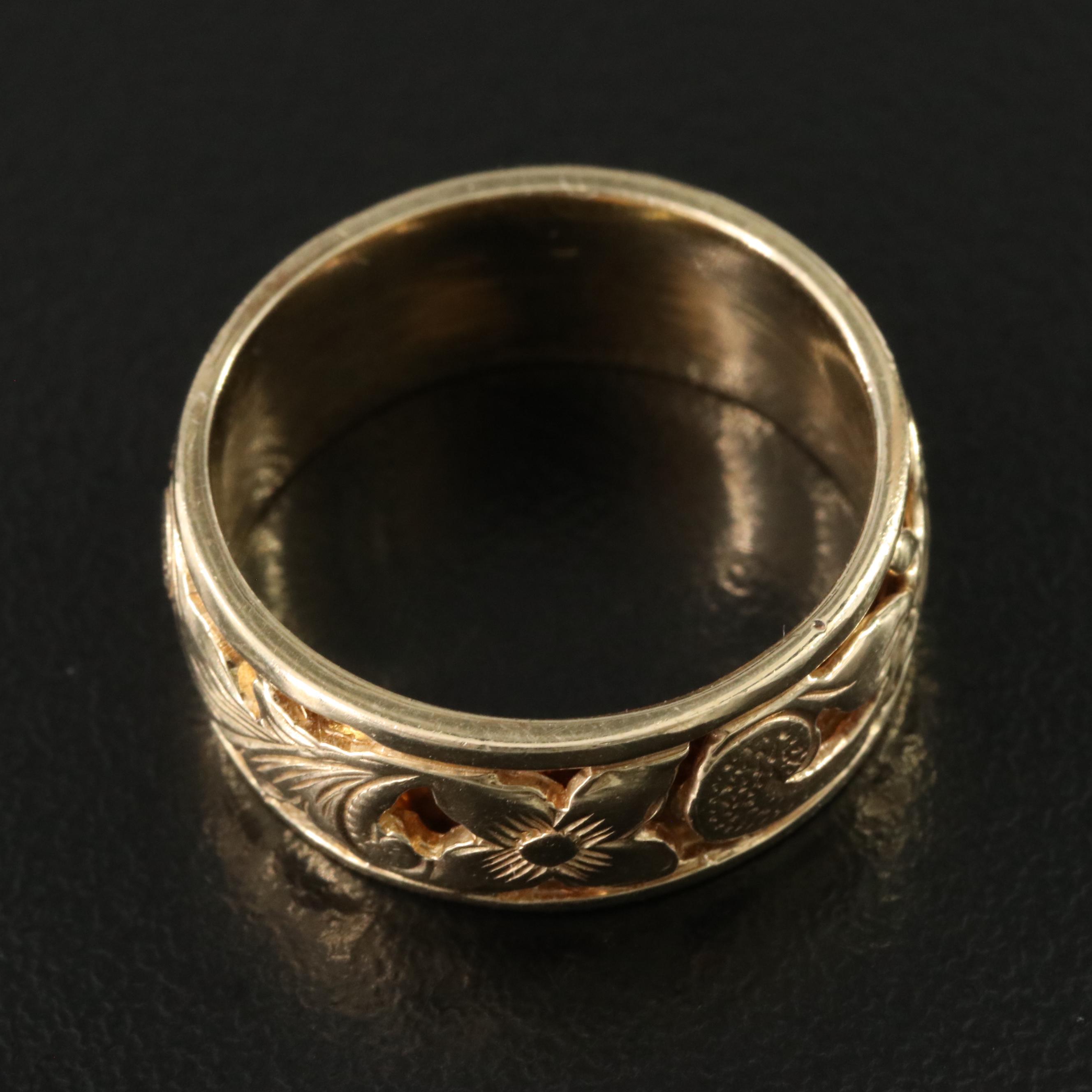 14K Floral Openwork Band
