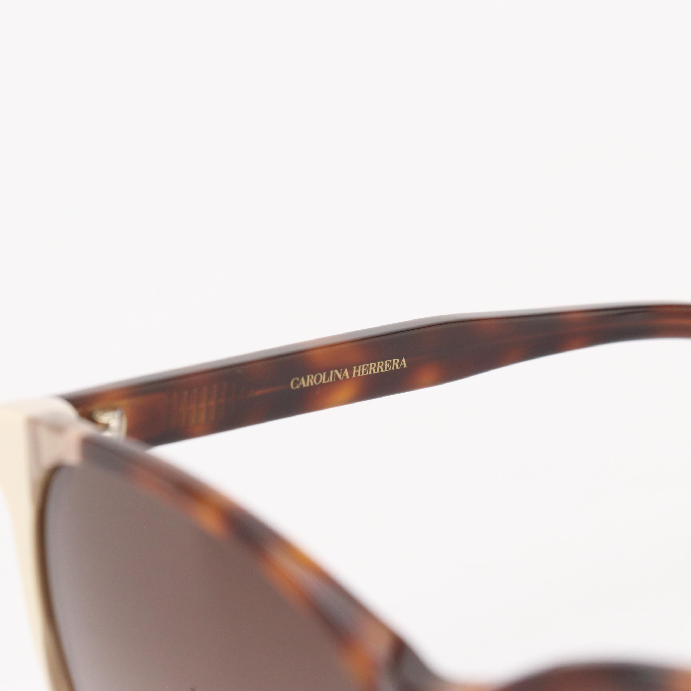 Carolina Herrera CH0061/S Brown Havana and Ivory Cat Eye Sunglasses with Case