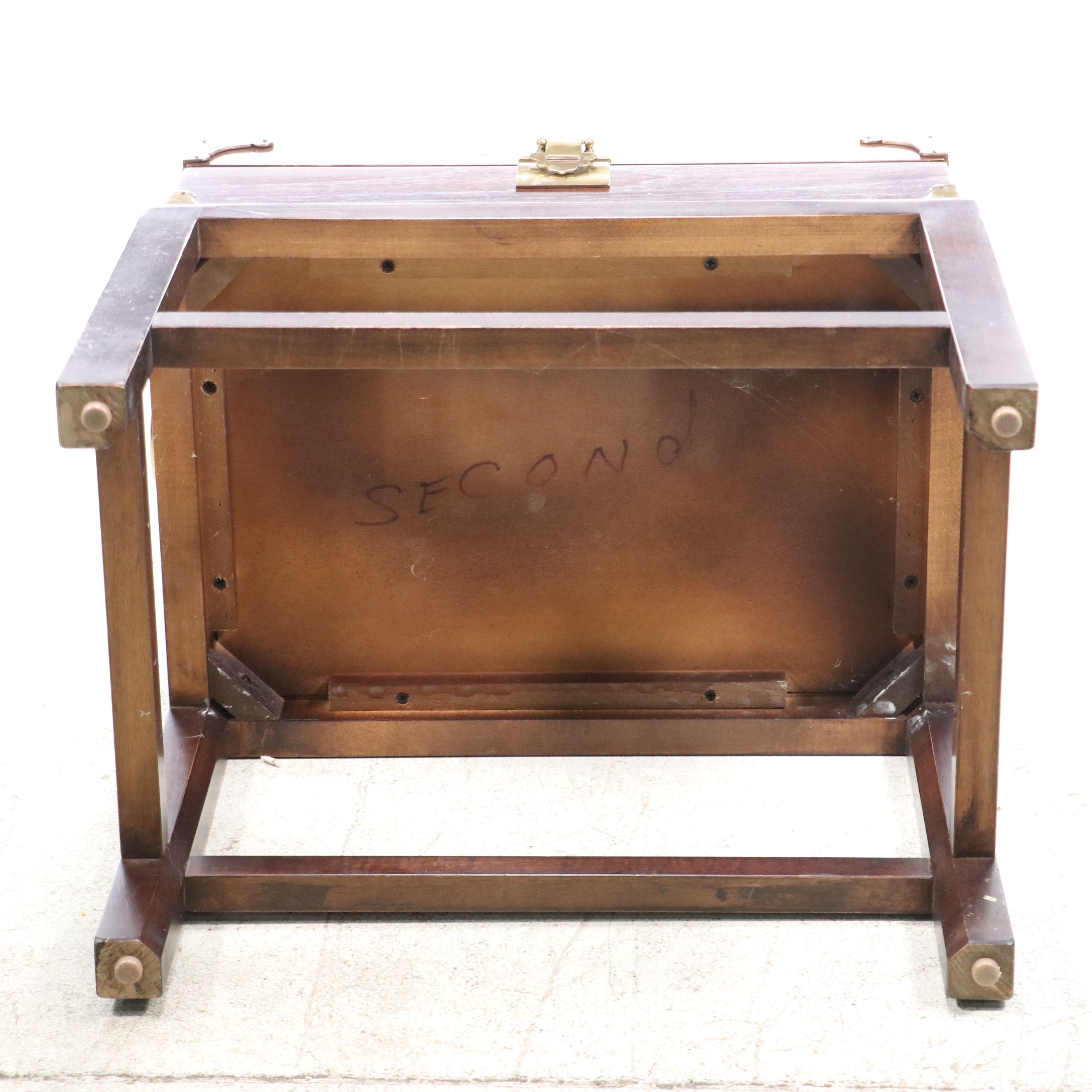 Campaign Style Mahogany Chest-on-Stand Side Table, Late 20th Century