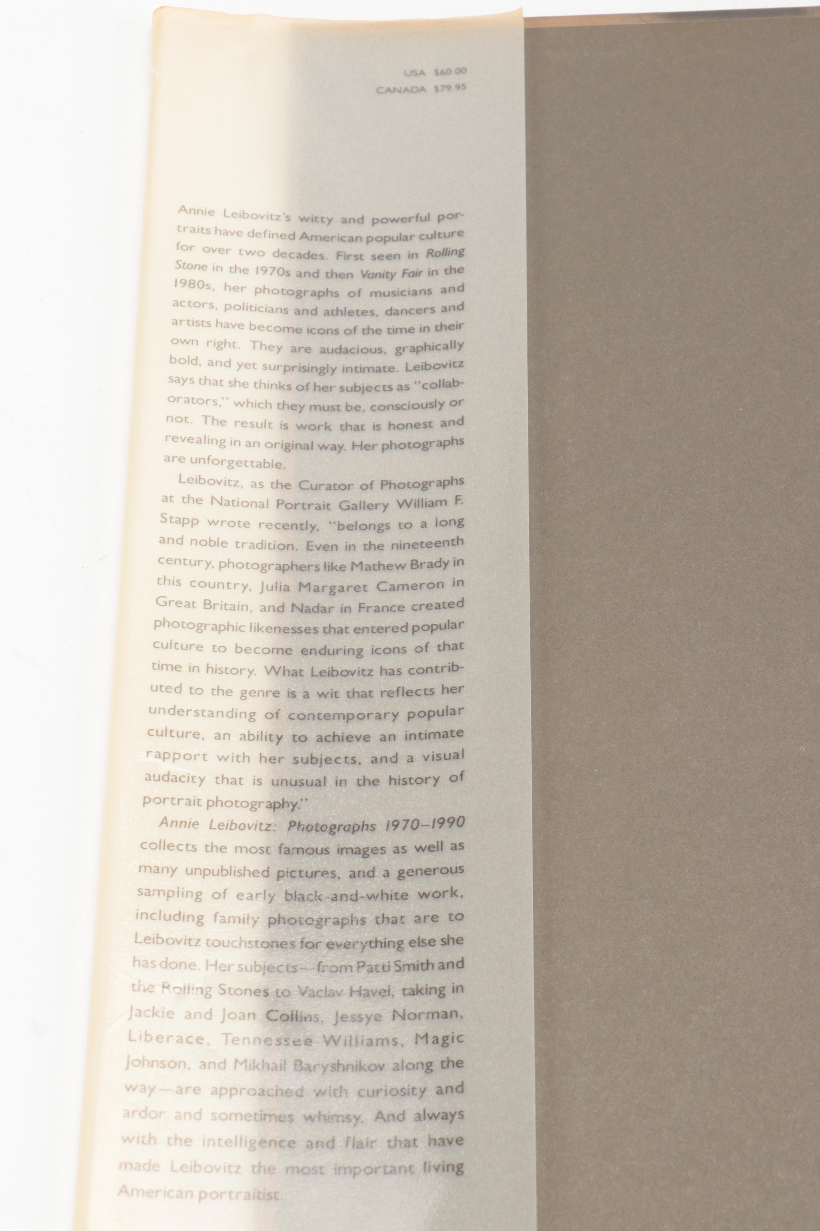 First Printing "Photographs, 1970–1990" by Annie Leibovitz, 1991