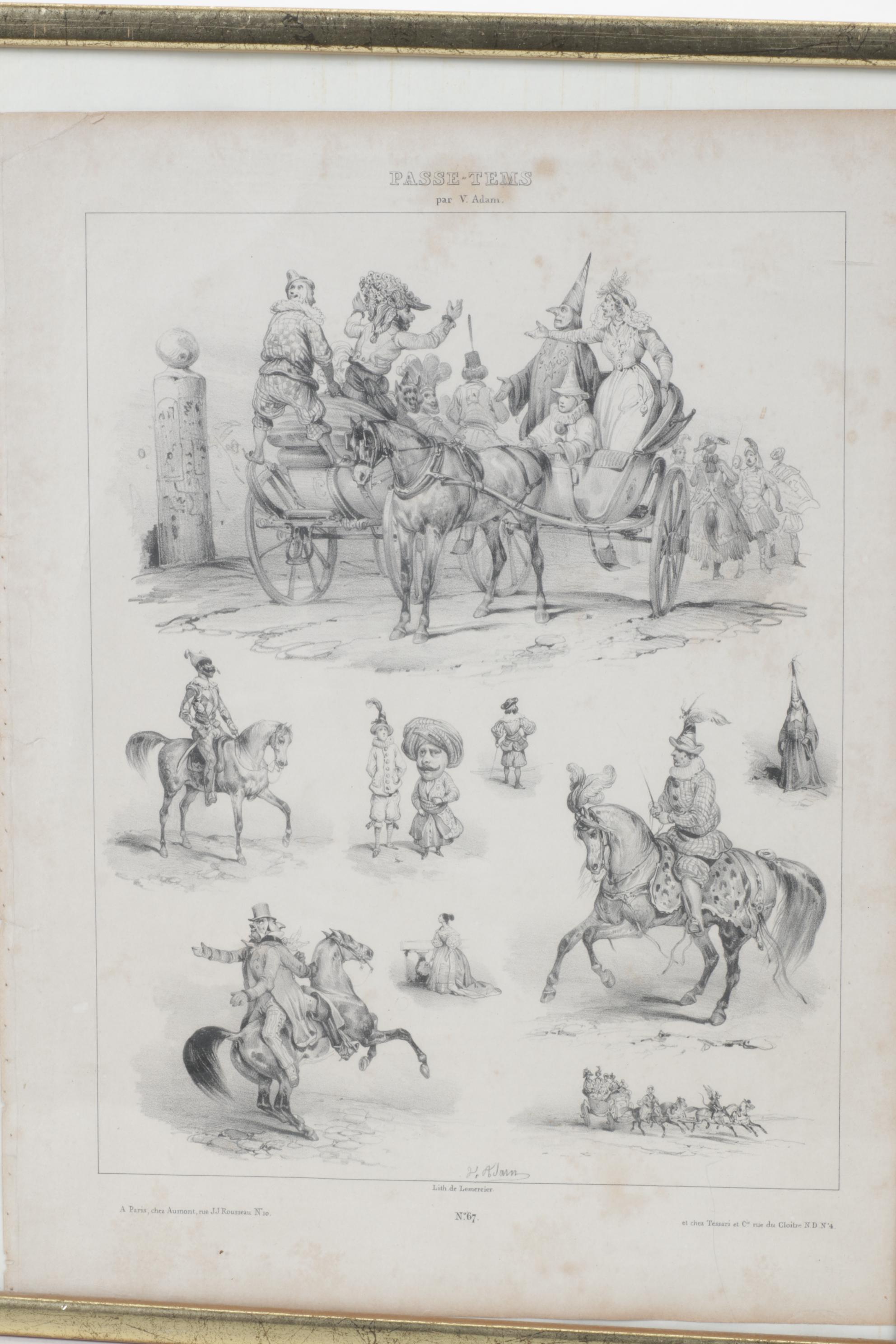 Victor Adam Lithograph Print "Passe-Tems No. 67", Mid to Late 19th C.