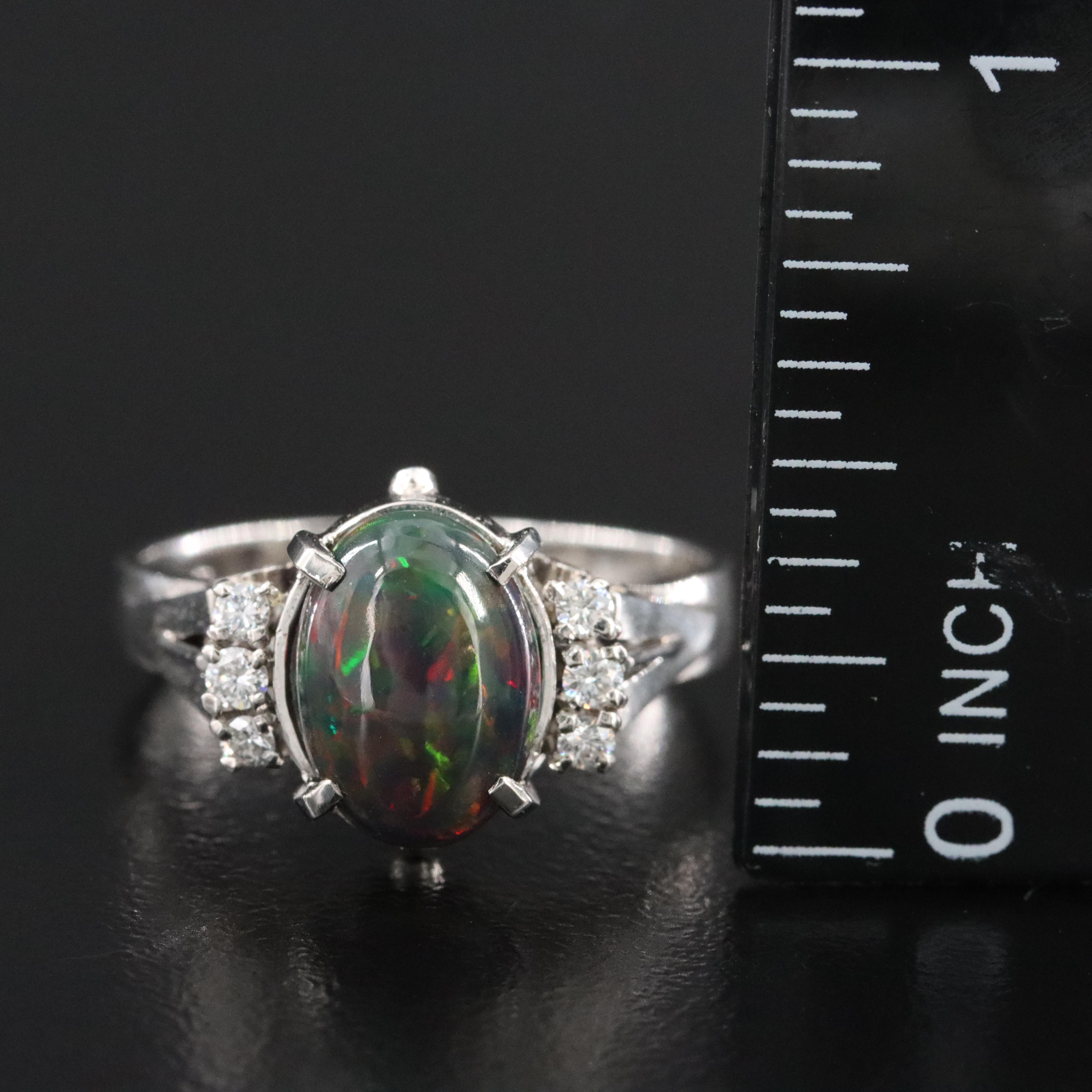 Platinum Opal and Diamond Ring