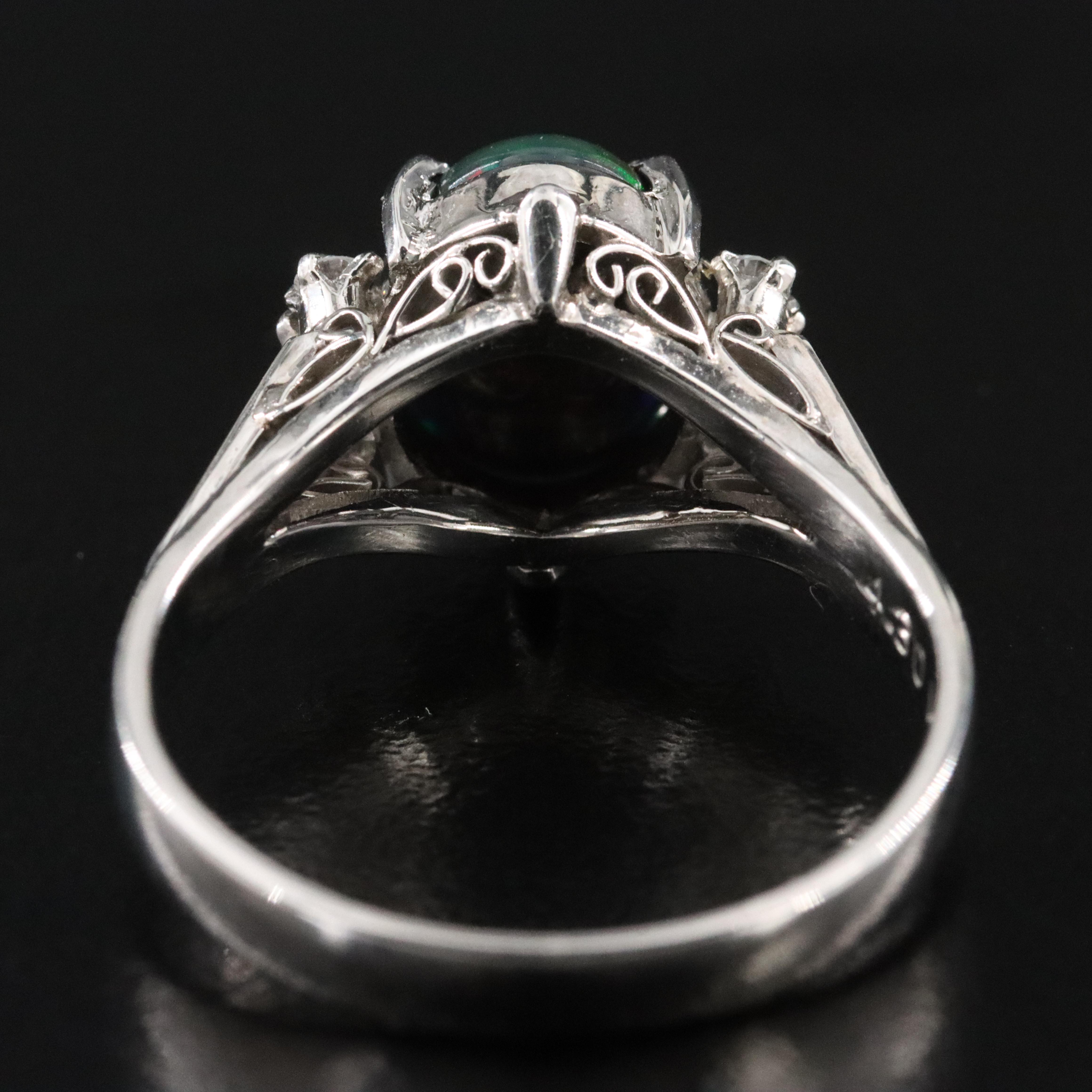 Platinum Opal and Diamond Ring