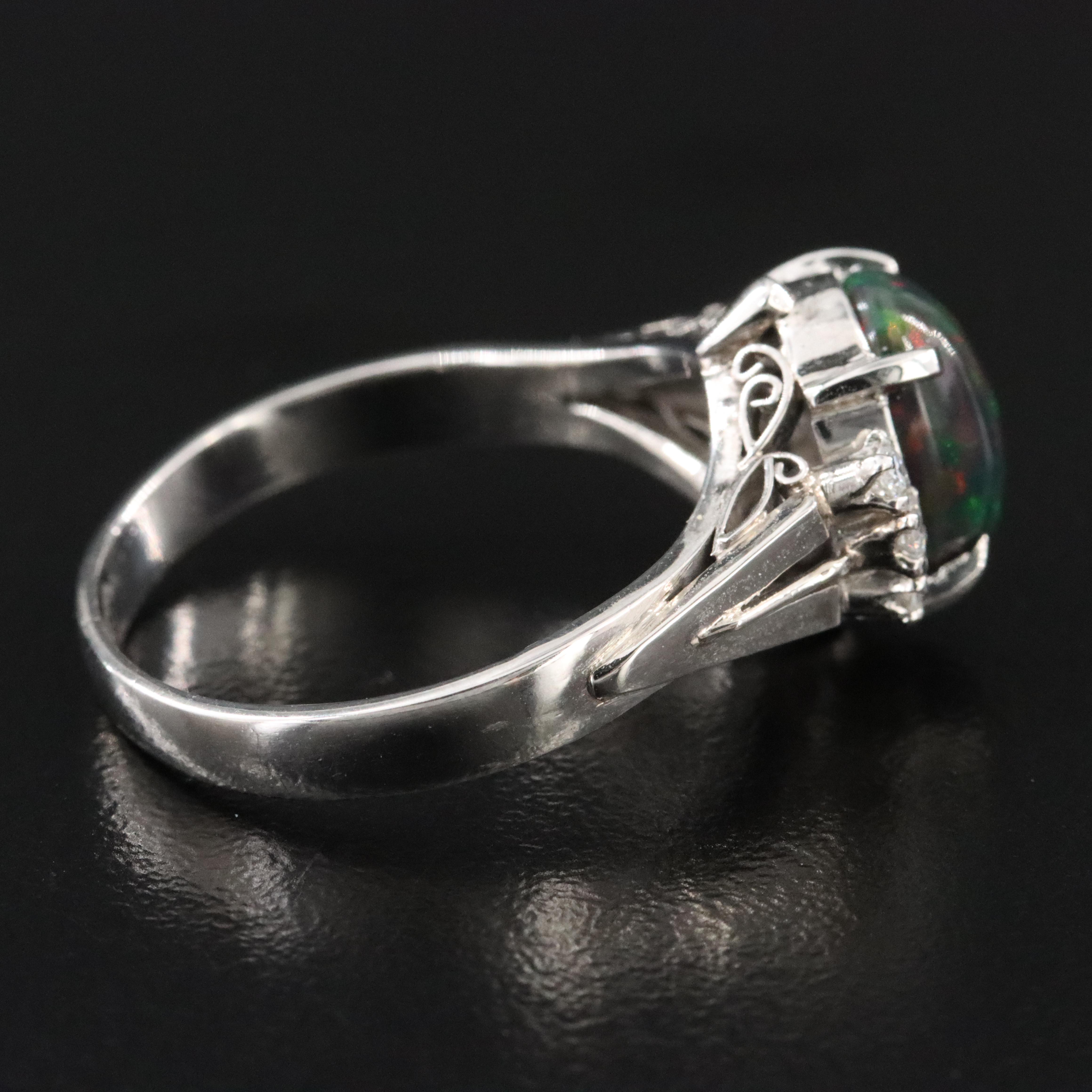 Platinum Opal and Diamond Ring