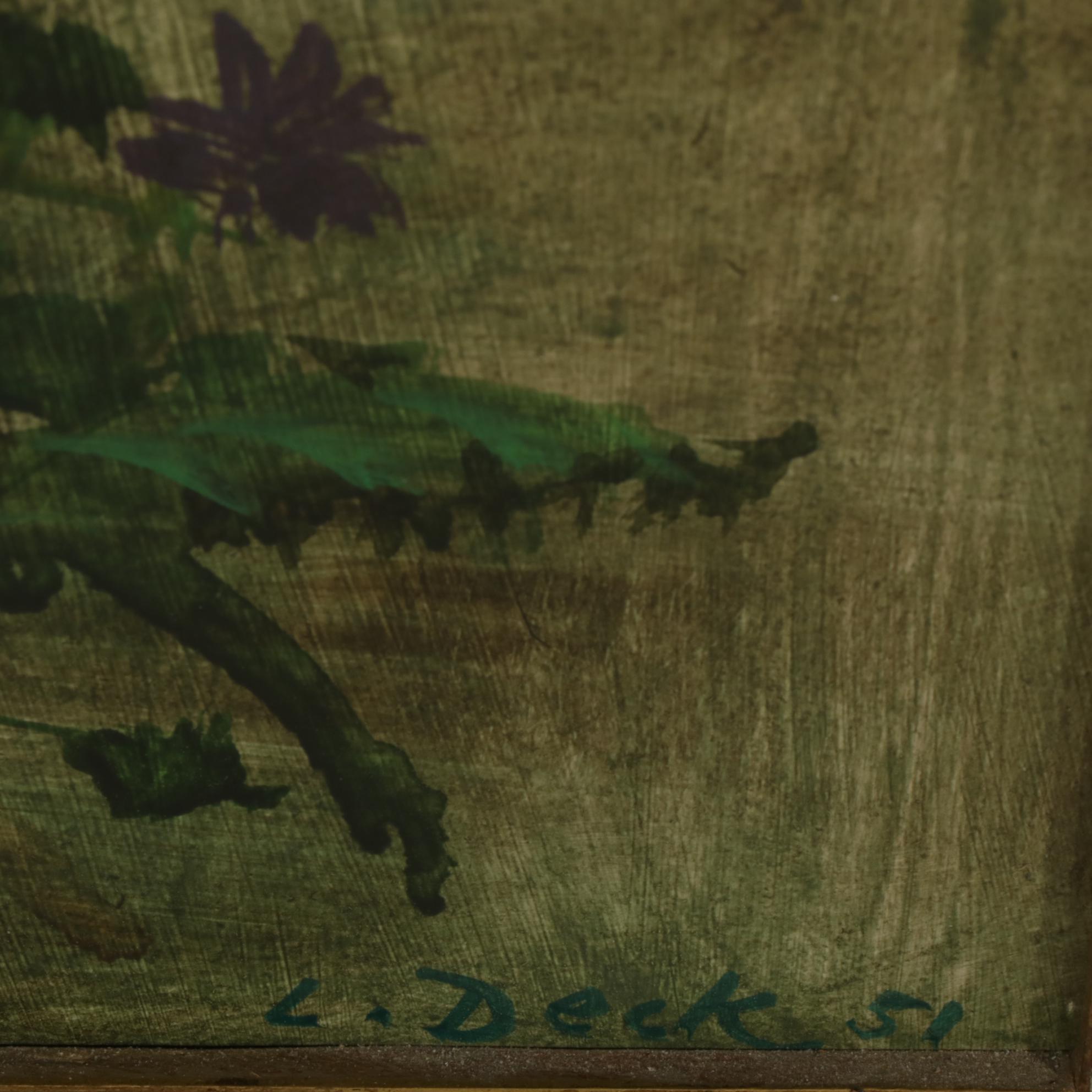 Leo Deck "Blooms" Floral Oil Painting, 1951