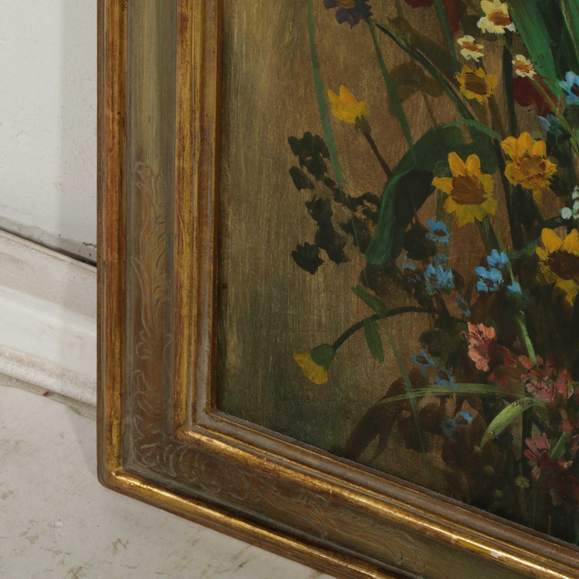 Leo Deck "Blooms" Floral Oil Painting, 1951