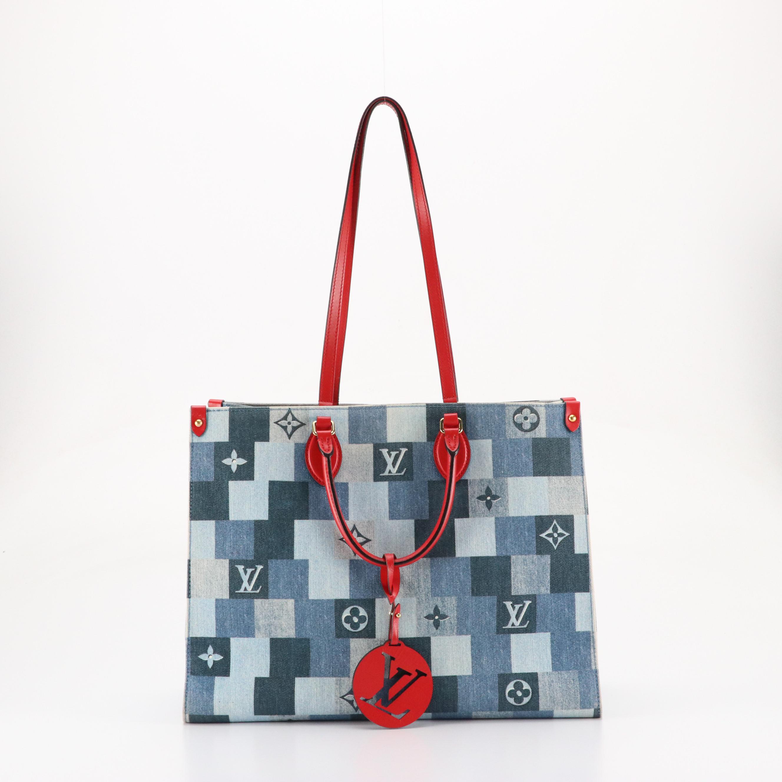 Louis Vuitton Blue Monogram Damier Denim OnTheGo GM Tote Bag