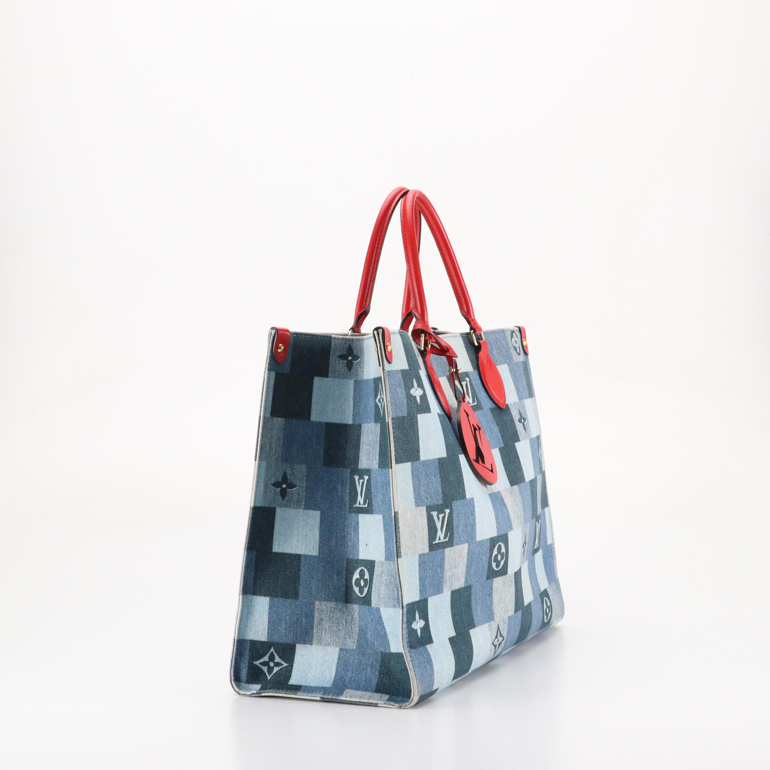 Louis Vuitton Blue Monogram Damier Denim OnTheGo GM Tote Bag