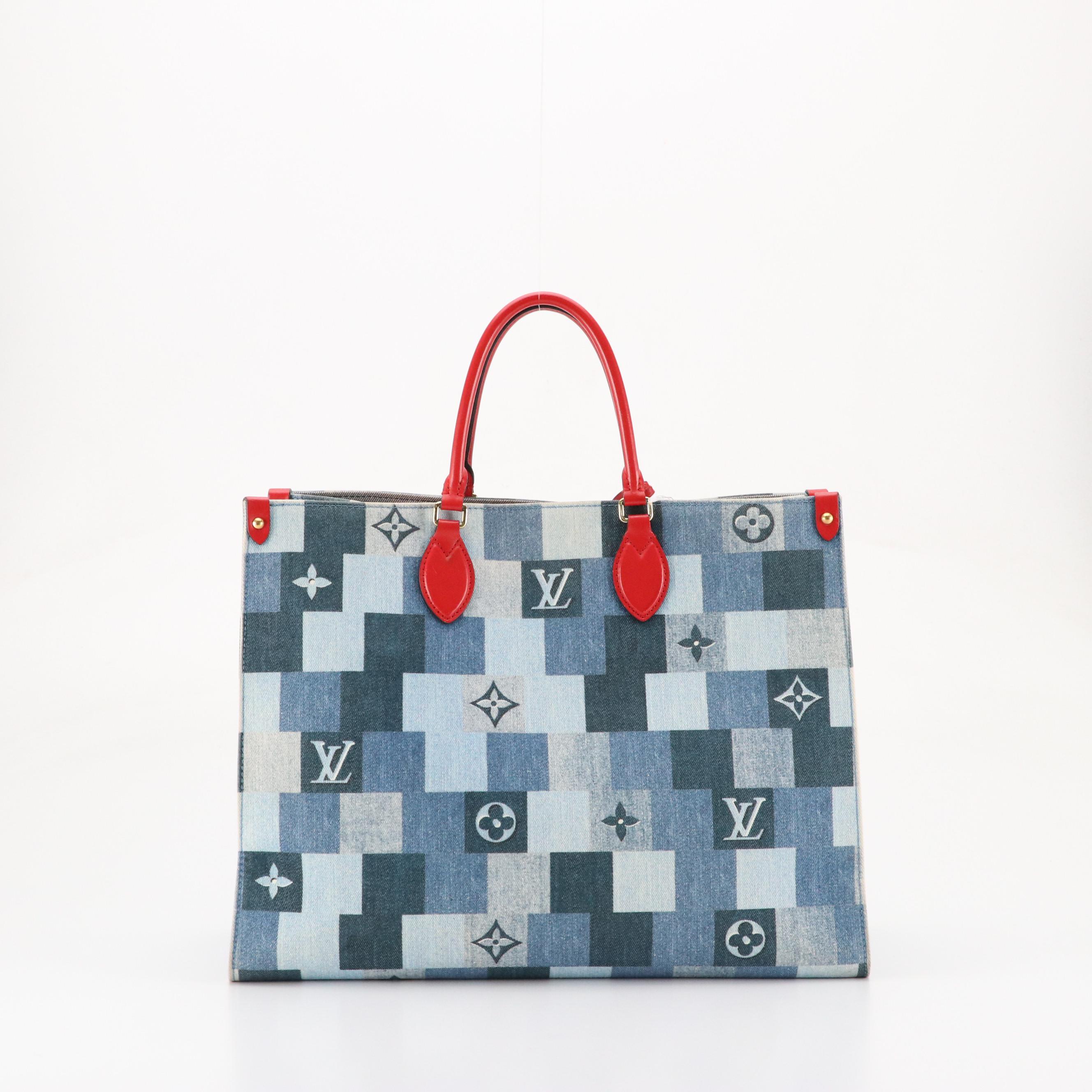 Louis Vuitton Blue Monogram Damier Denim OnTheGo GM Tote Bag