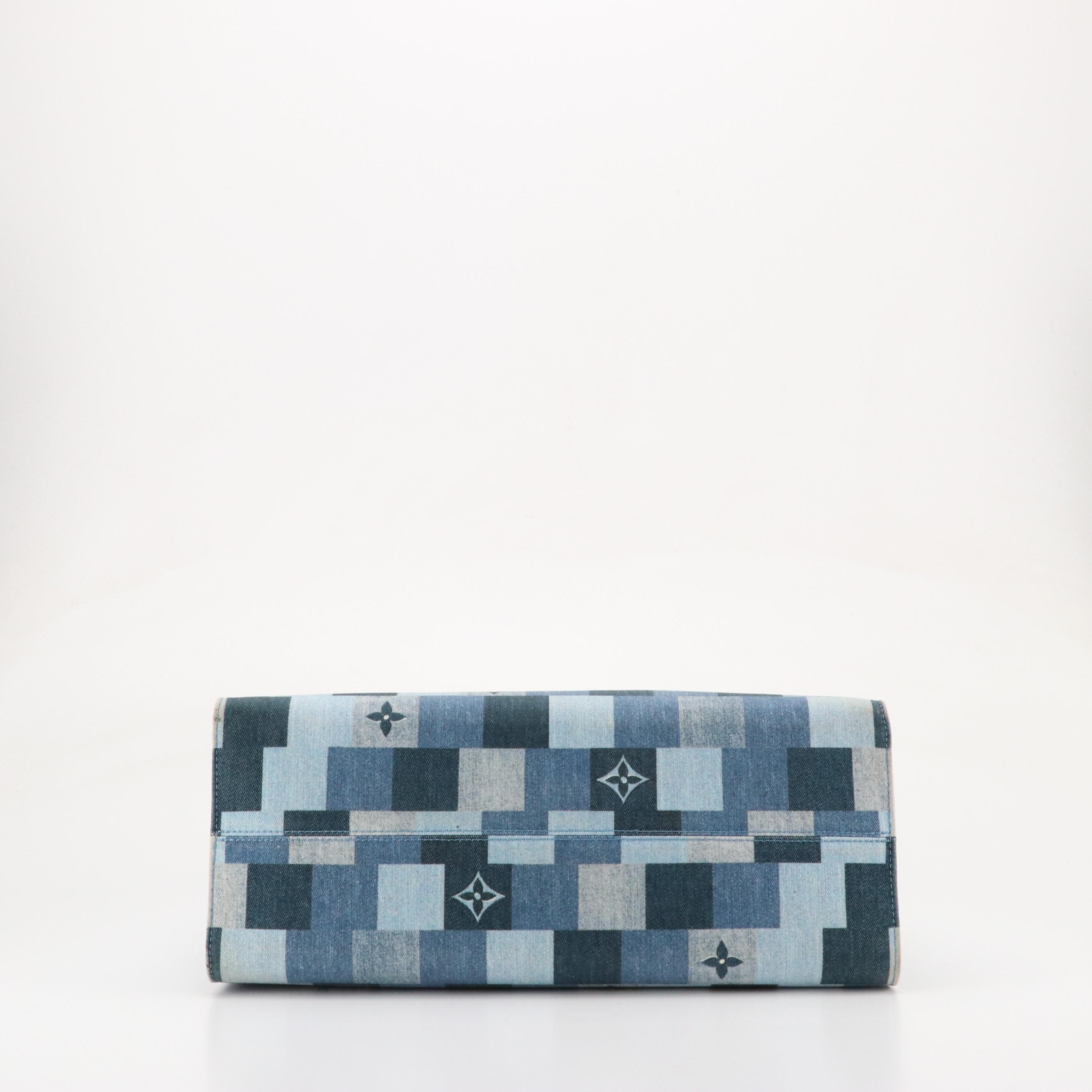 Louis Vuitton Blue Monogram Damier Denim OnTheGo GM Tote Bag