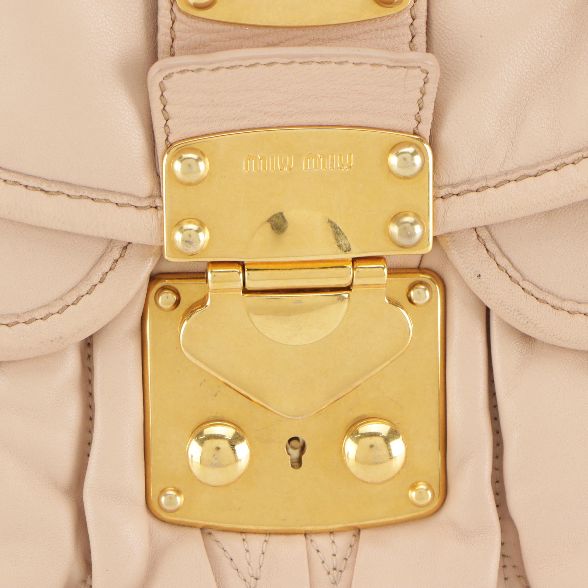 Miu Miu Coffer Hobo Shoulder Bag in Baby Pink Matelassé Quilted Leather