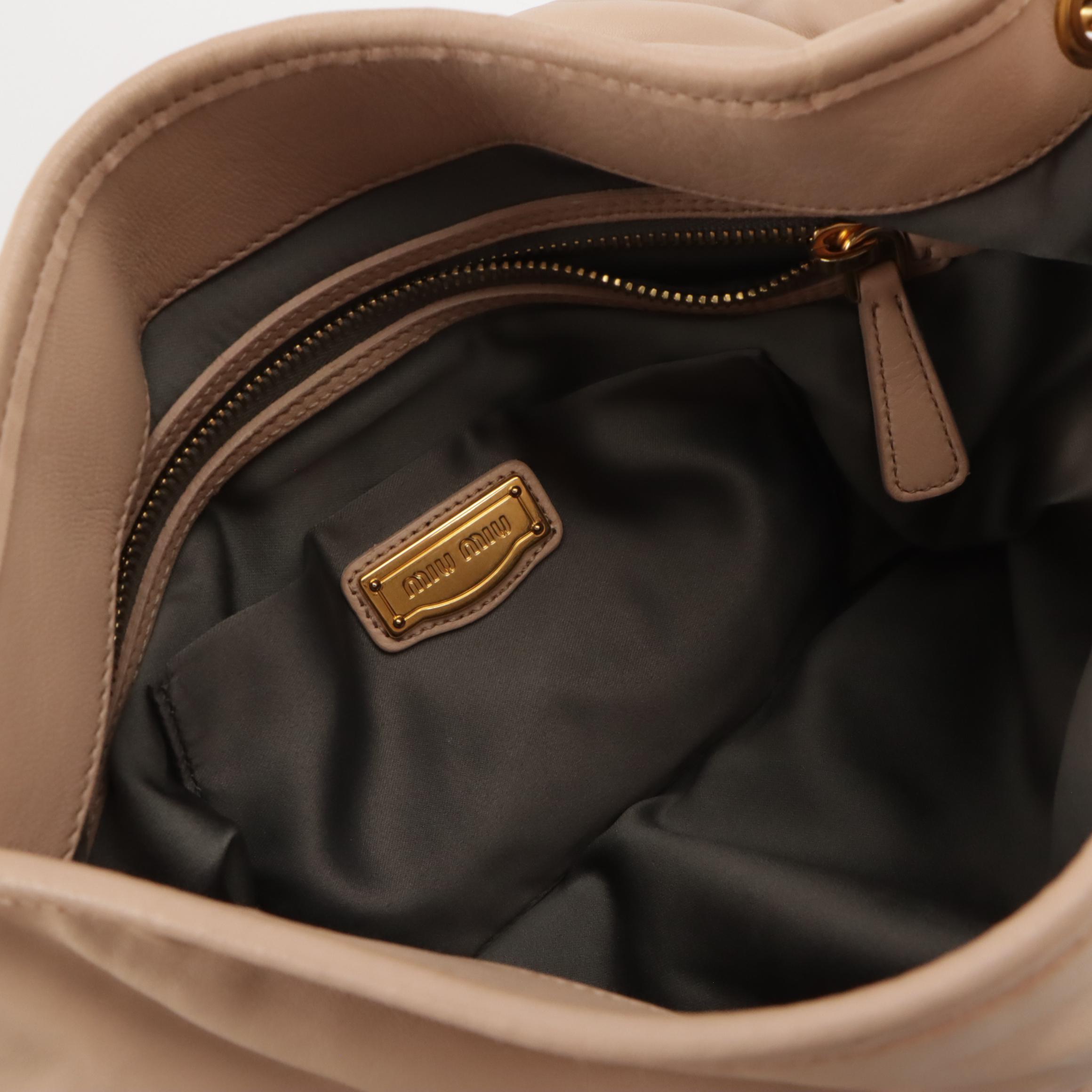 Miu Miu Coffer Hobo Shoulder Bag in Baby Pink Matelassé Quilted Leather