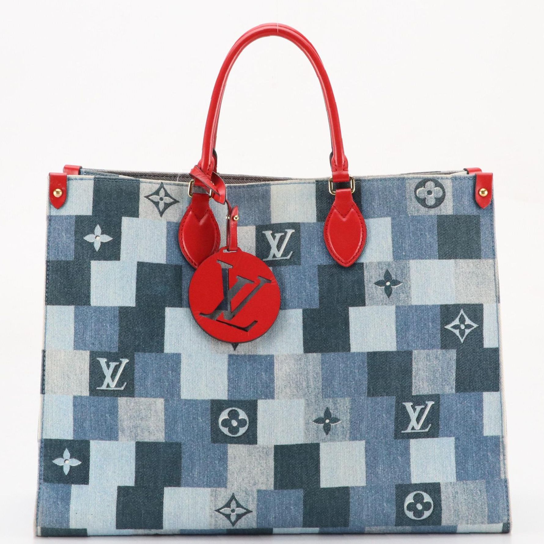 Louis Vuitton Blue Monogram Damier Denim OnTheGo GM Tote Bag