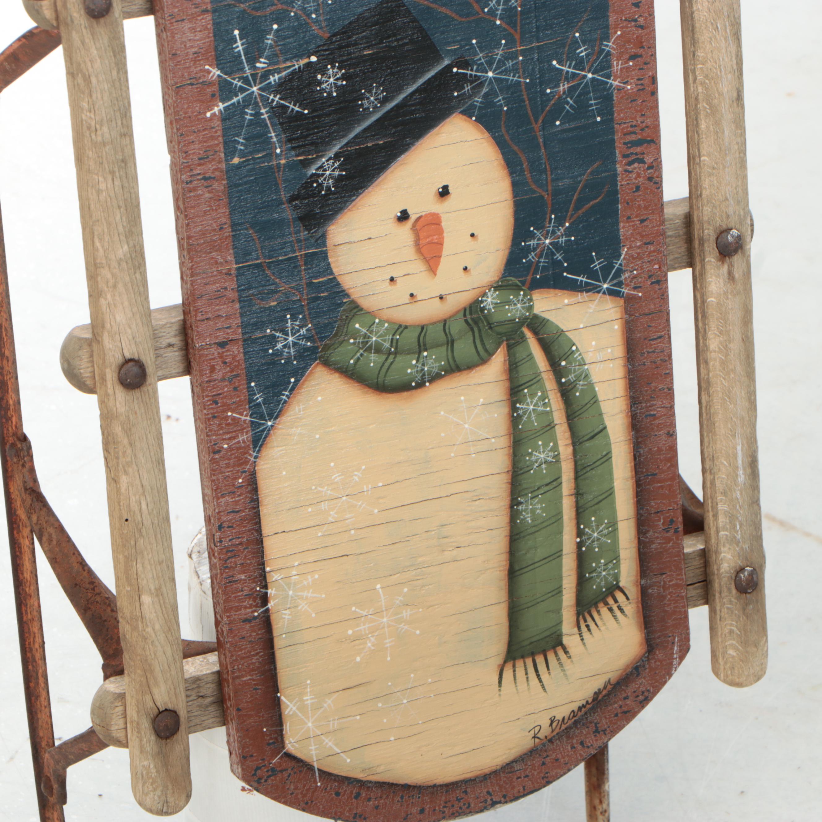 Primitive Style Christmas Sled, Table, Miniature Tree, Pillows and More