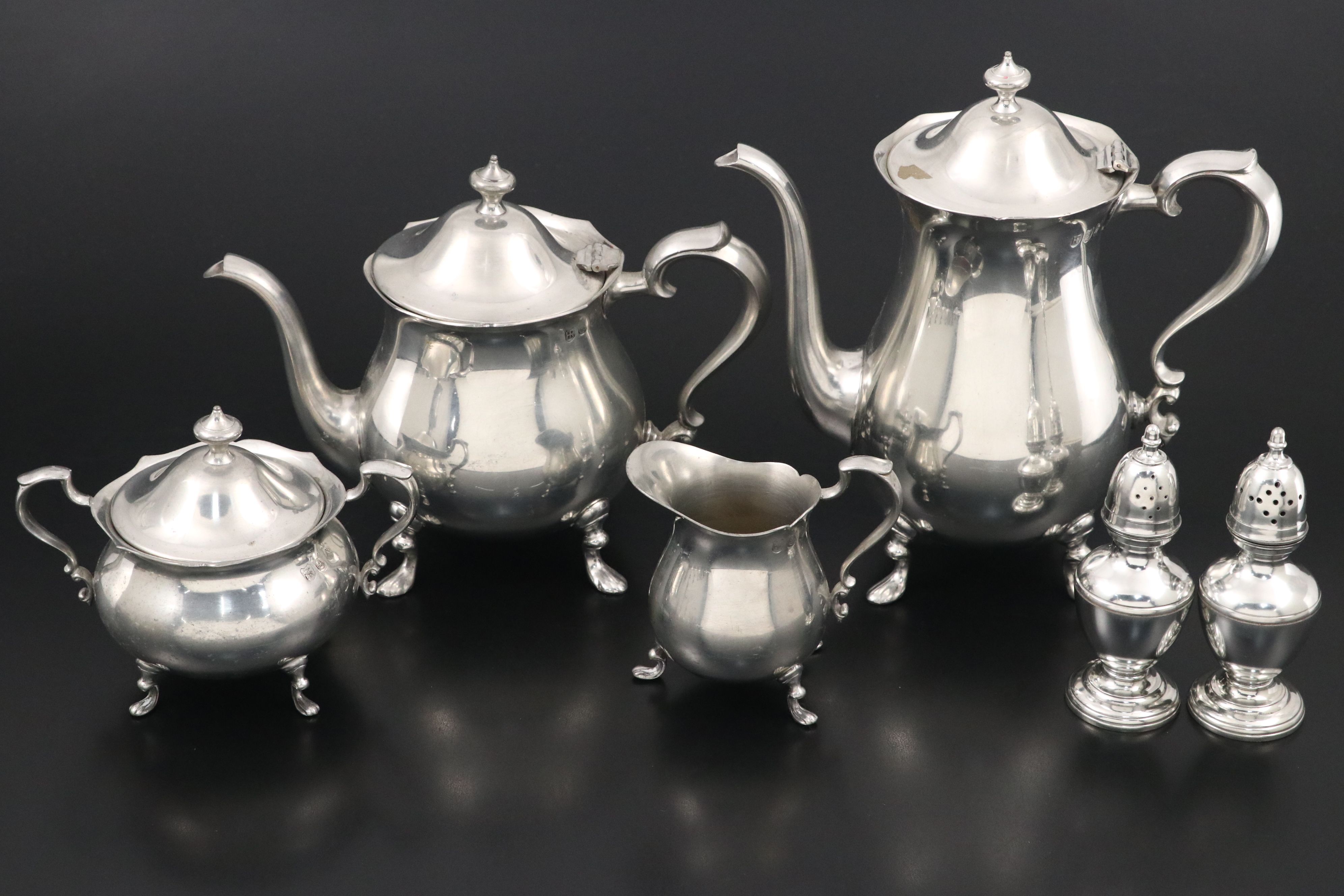 Franklin Mint Sterling "American Freedom Box" with Pewter Teaware