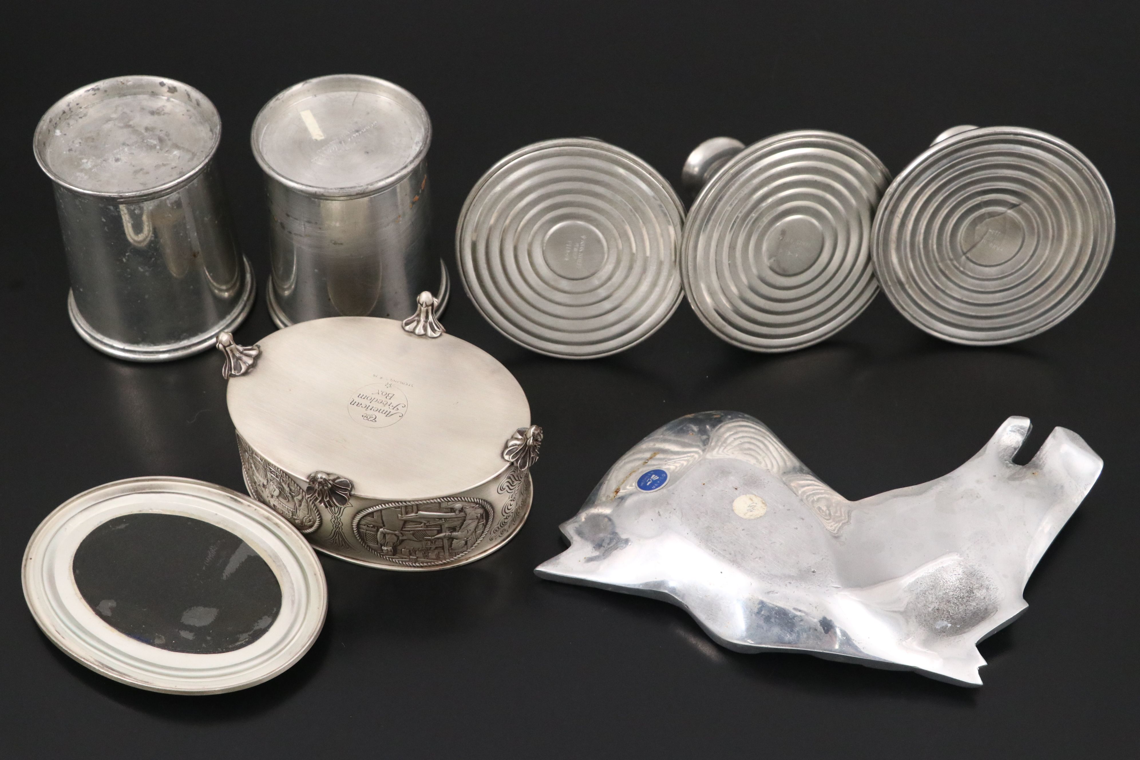 Franklin Mint Sterling "American Freedom Box" with Pewter Teaware