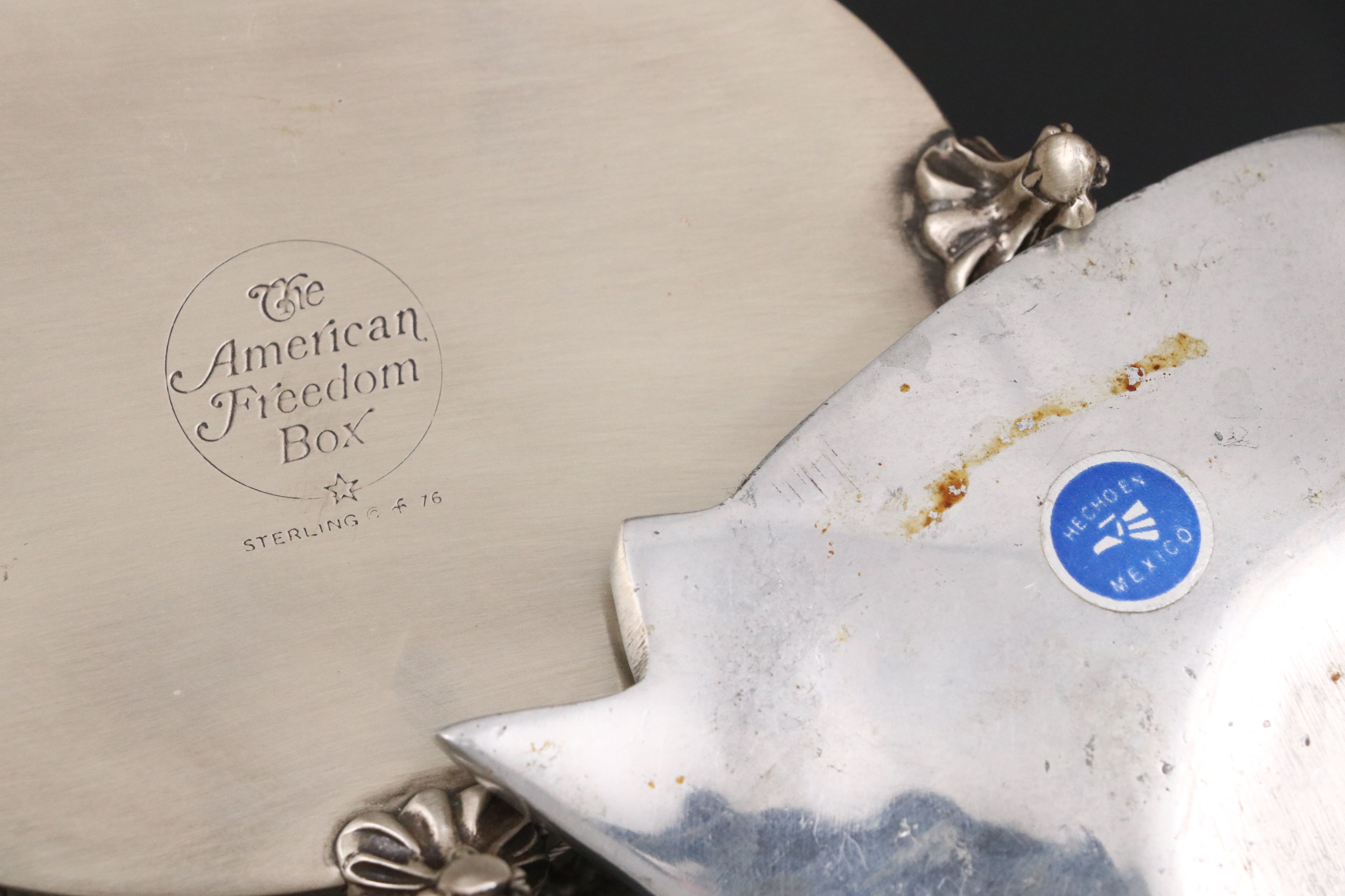 Franklin Mint Sterling "American Freedom Box" with Pewter Teaware