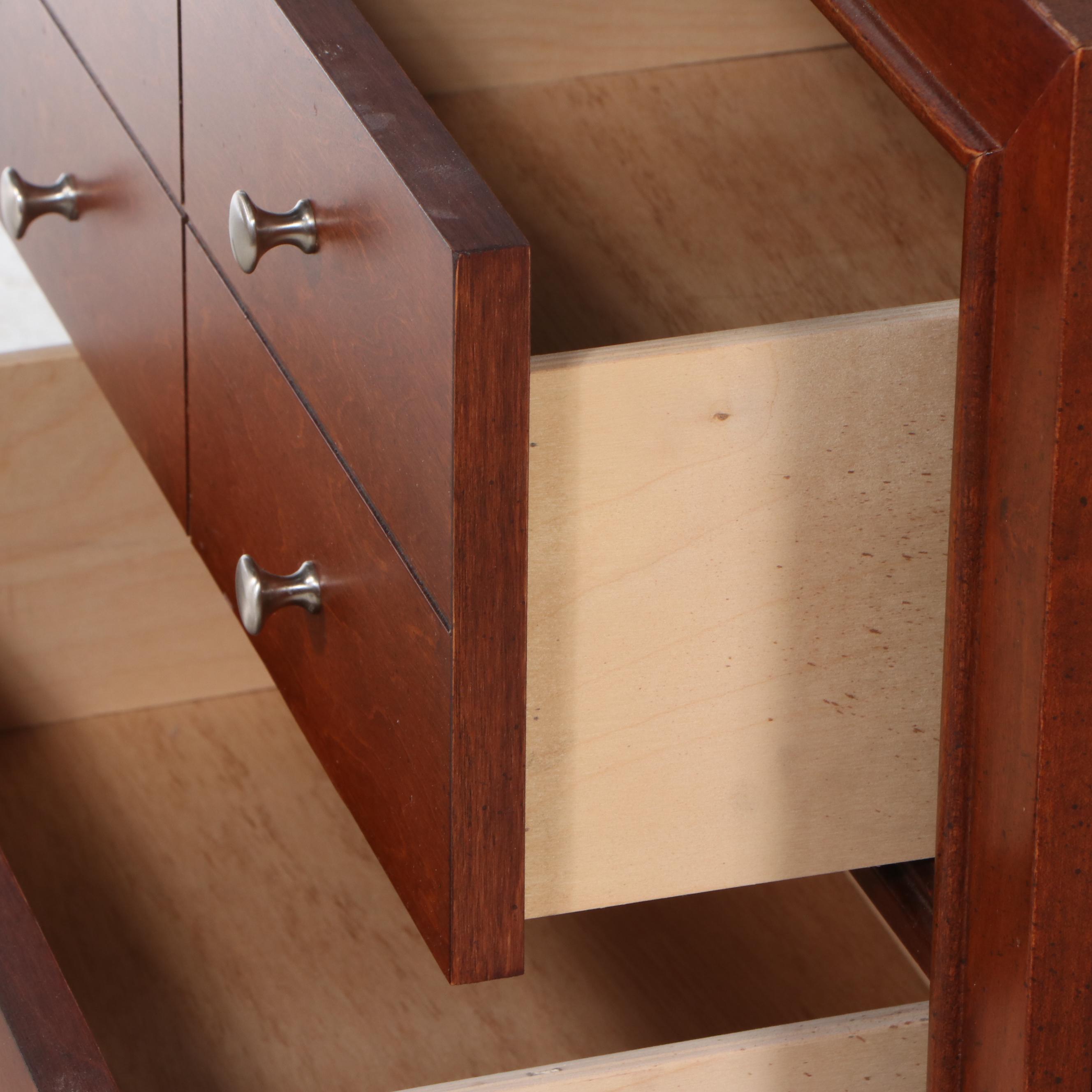 Bassett Mahogany Queen Size Bed Frame and Nightstand, Late 20th Century