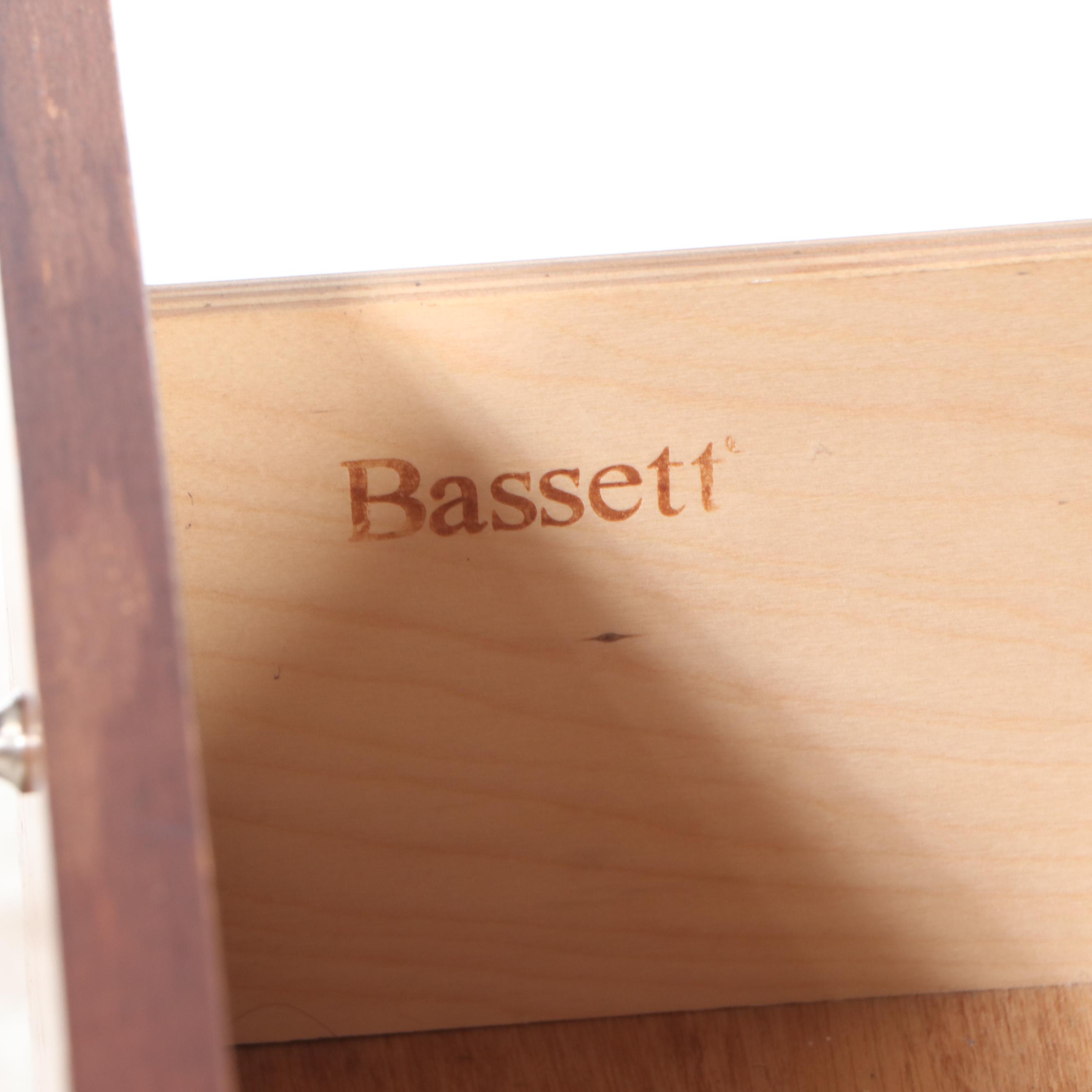 Bassett Mahogany Queen Size Bed Frame and Nightstand, Late 20th Century