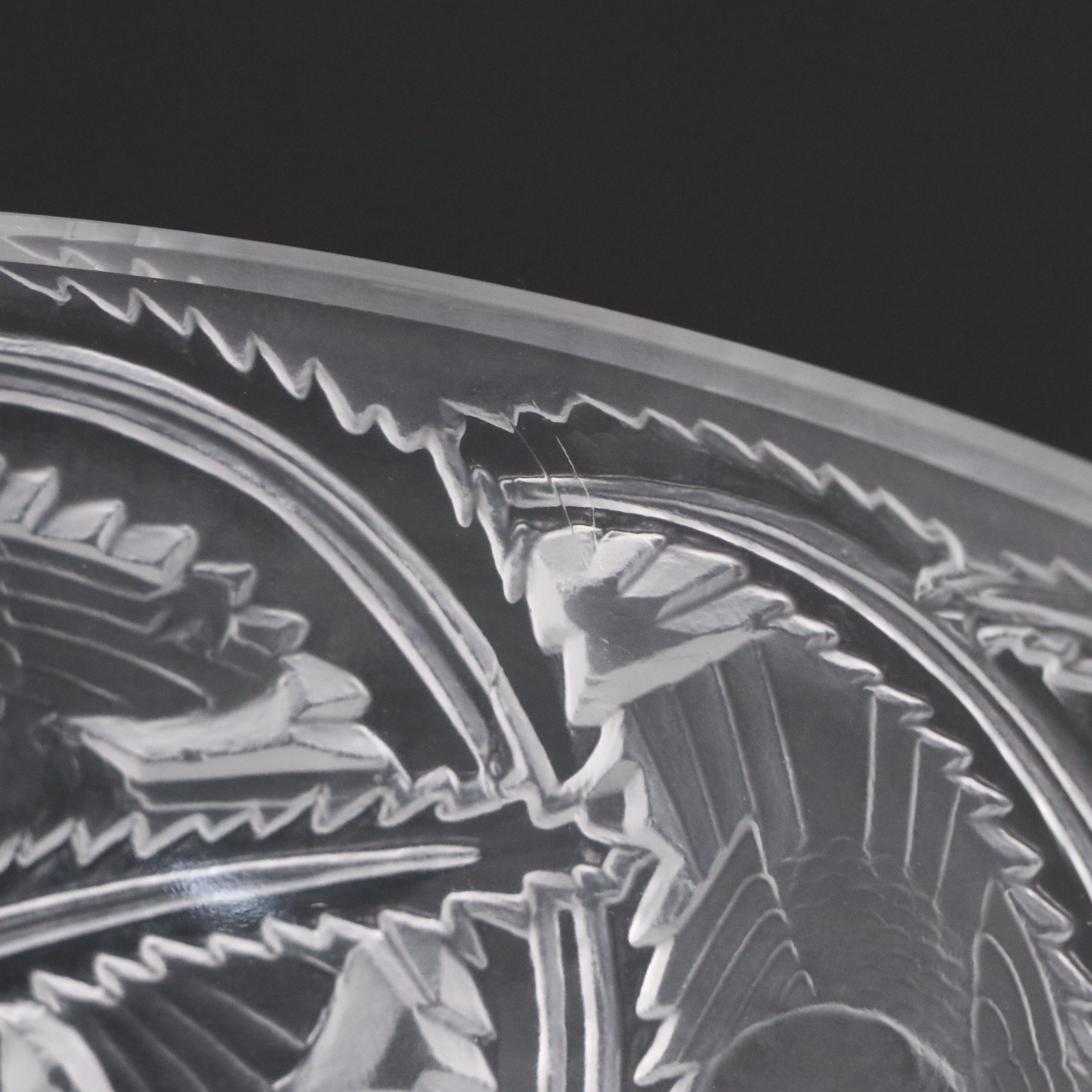Lalique "Pinsons" Frosted and Clear Crystal Bowl, Mid to Late 20th Century