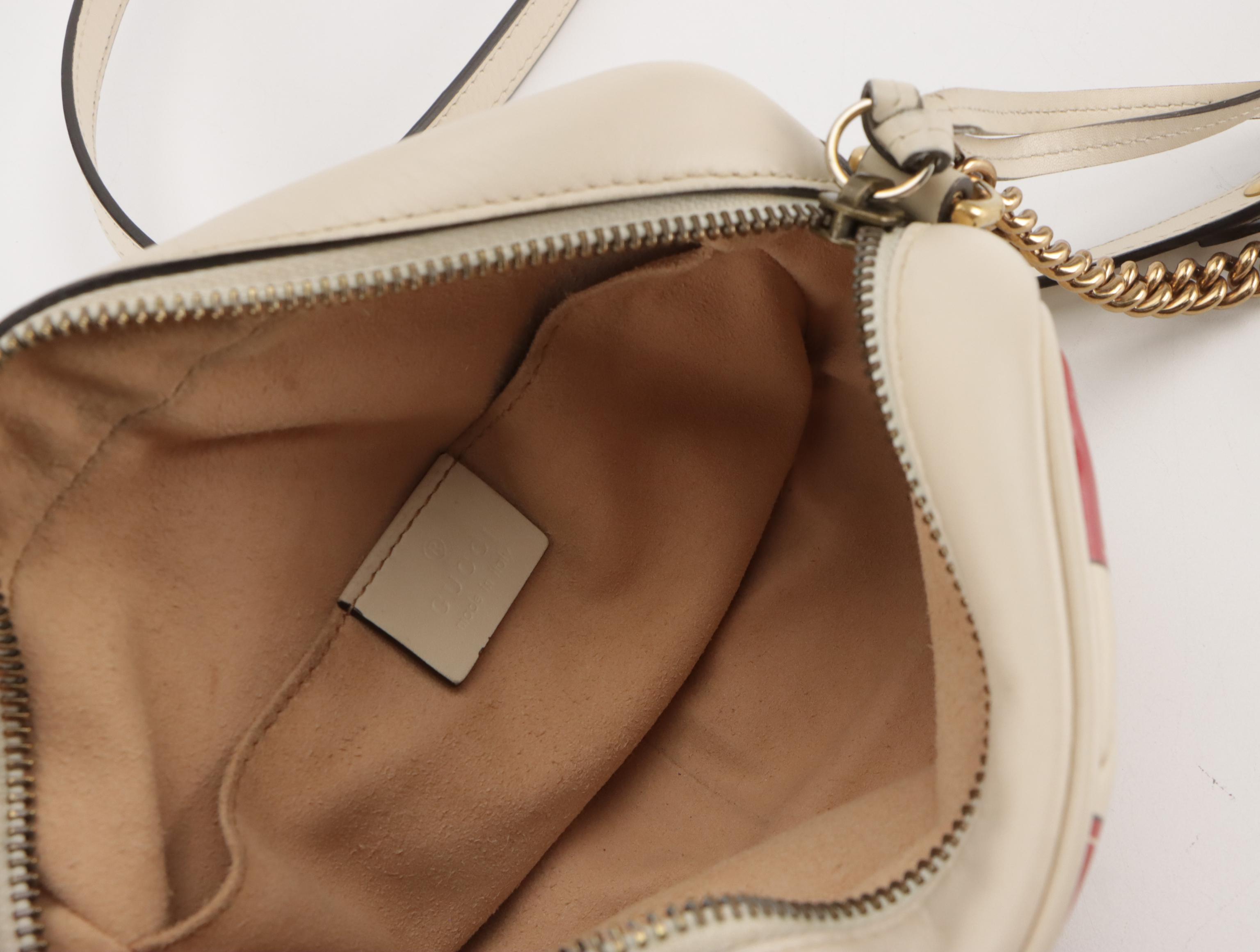 Gucci Trompe L'Oeil Print GG Marmont Chain Shoulder Bag in Matelassé Leather